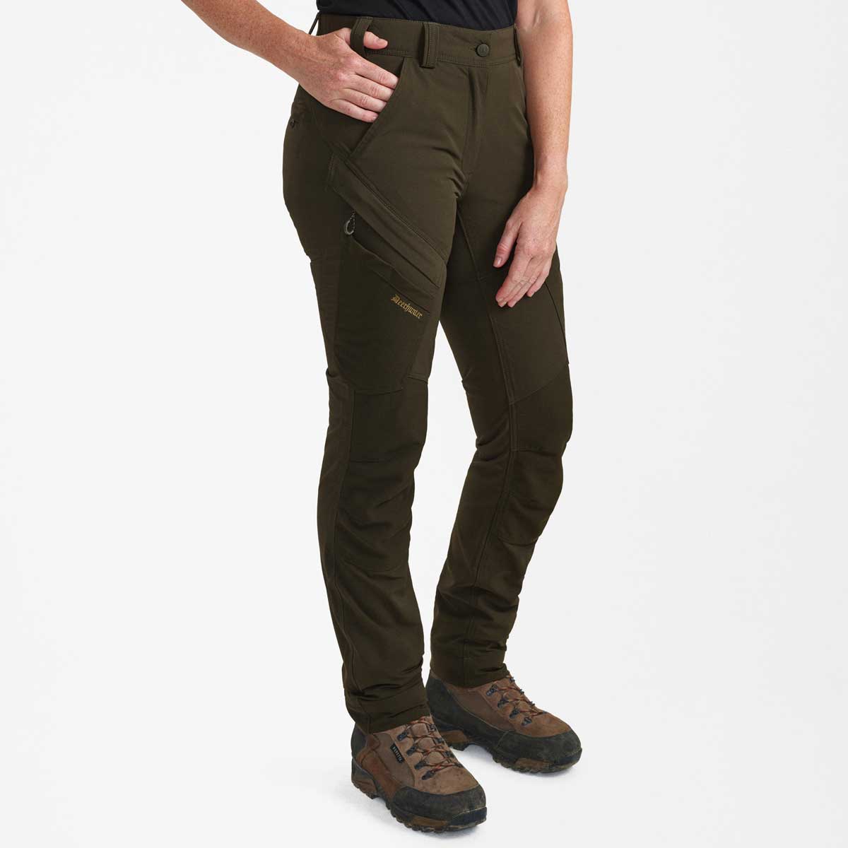 Deerhunter Lady Northward Trousers - Bark Green - On Model Deerhunter Lady Northward Trousers - Bark Green - On Model
