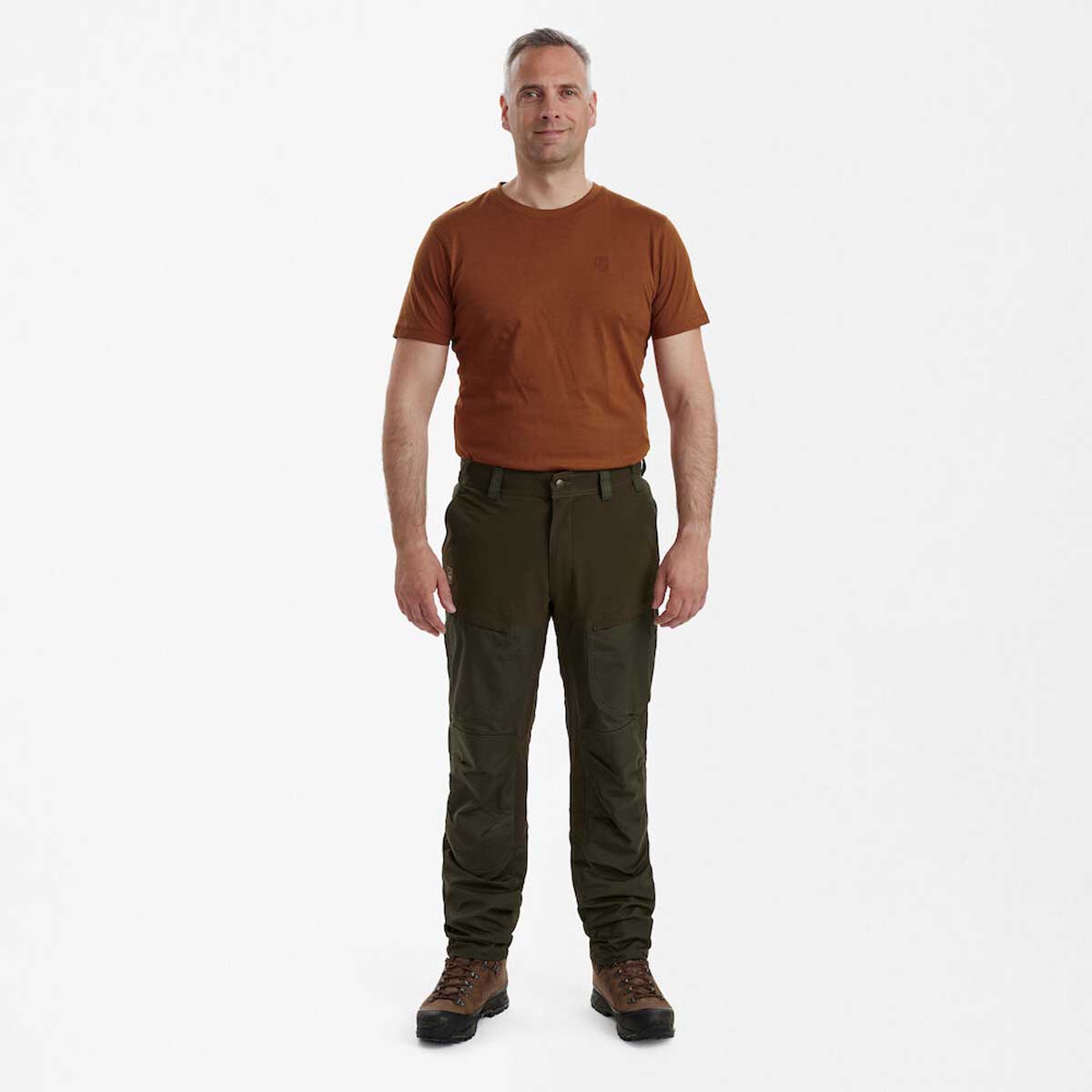 Deerhunter Strike Trousers with Membrane - brown on model Deerhunter Strike Trousers with Membrane - brown on model