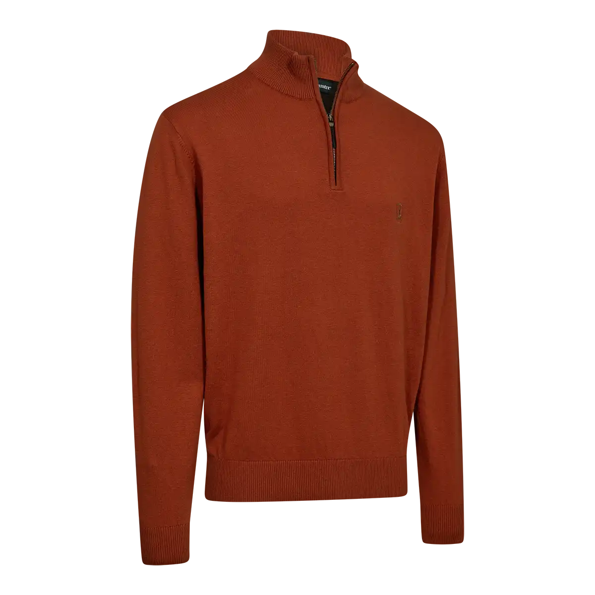 Deerhunter Harrington 1/2 Zip Knit Pullover - Oak Rust Melange - Front Deerhunter Harrington 1/2 Zip Knit Pullover - Oak Rust Melange - Front