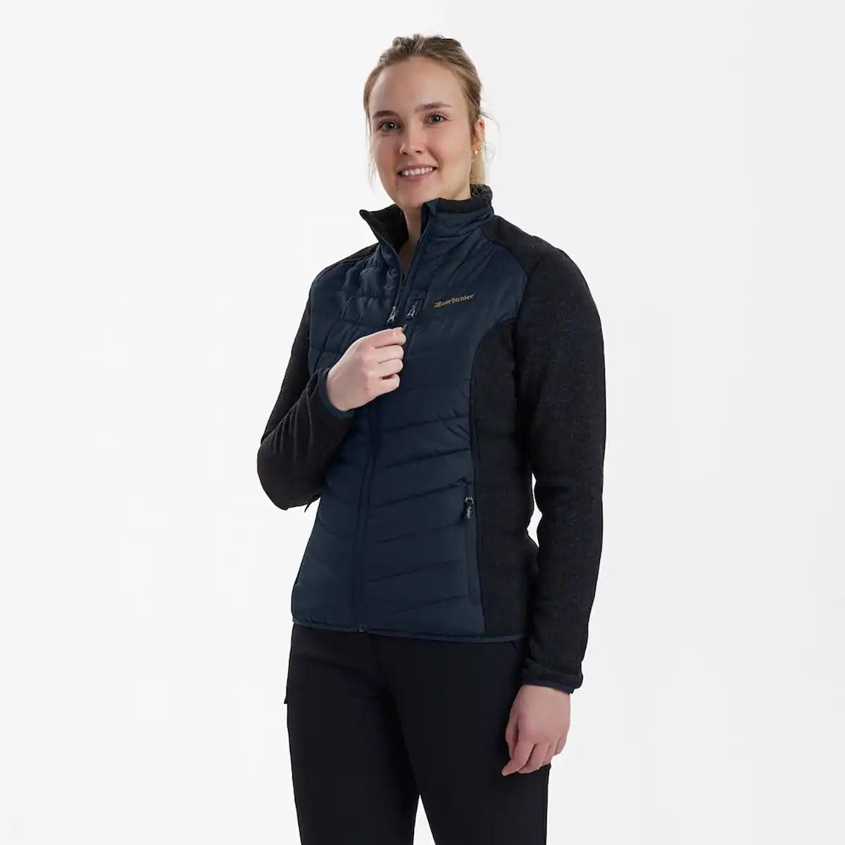 Deerhunter Lady Caroline Padded Jacket - Dark Blue - Worn By Model Front Deerhunter Lady Caroline Padded Jacket - Dark Blue - Worn By Model Front