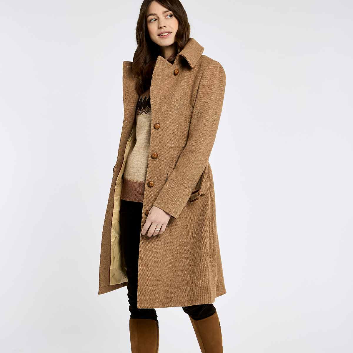 Dubarry Brookvale Women's Fitted Tweed Coat - Camel Twill - Open Dubarry Brookvale Women's Fitted Tweed Coat - Camel Twill - Open