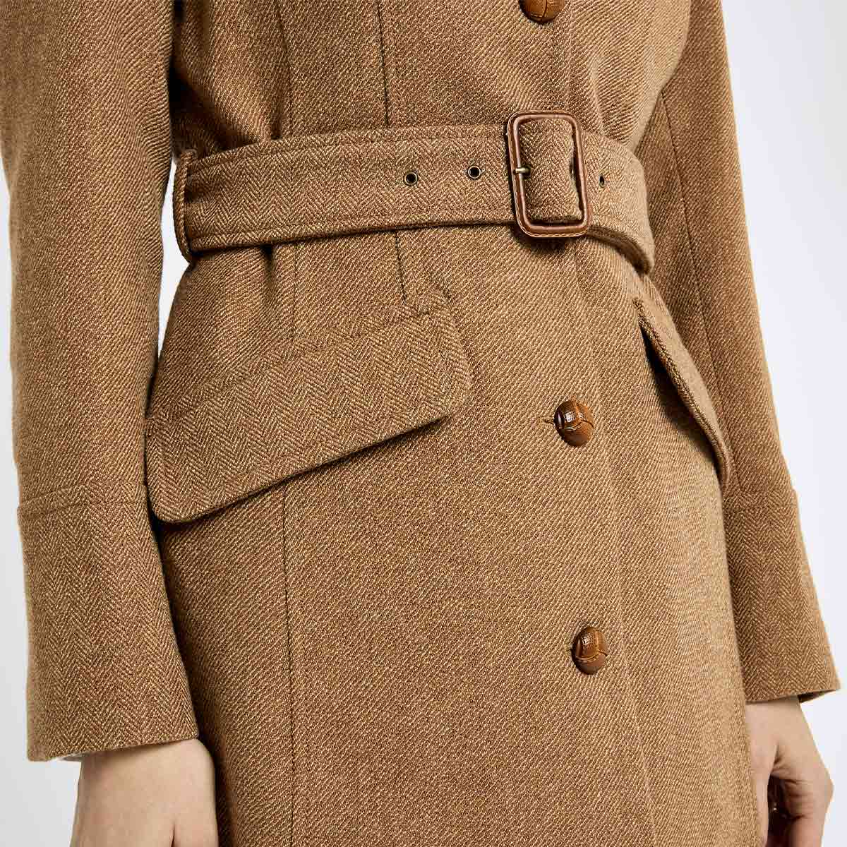 Dubarry Brookvale Women's Fitted Tweed Coat - Camel Twill- Detail Dubarry Brookvale Women's Fitted Tweed Coat - Camel Twill- Detail