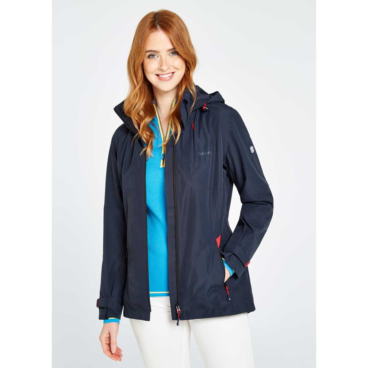 Dubarry Capeclear Waterproof Women's Jacket - On Model - Open Dubarry Capeclear Waterproof Women's Jacket - On Model - Open