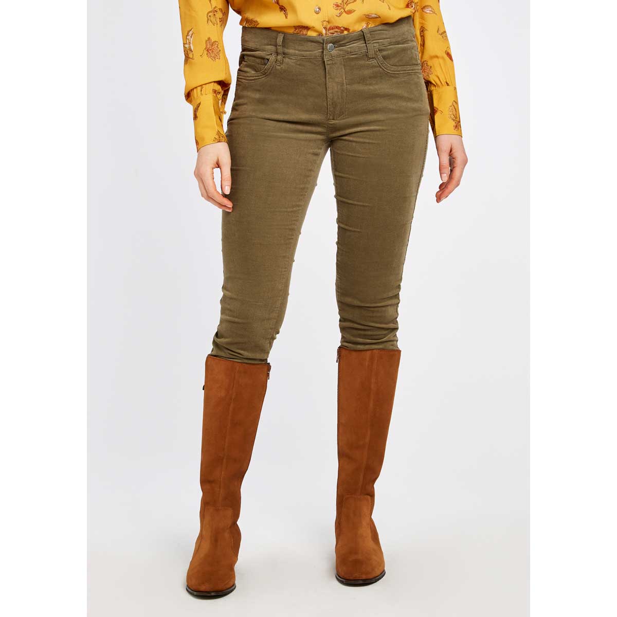 Dubarry Honeysuckle Women's Pincord Jeans - mocha on model Dubarry Honeysuckle Women's Pincord Jeans - mocha on model