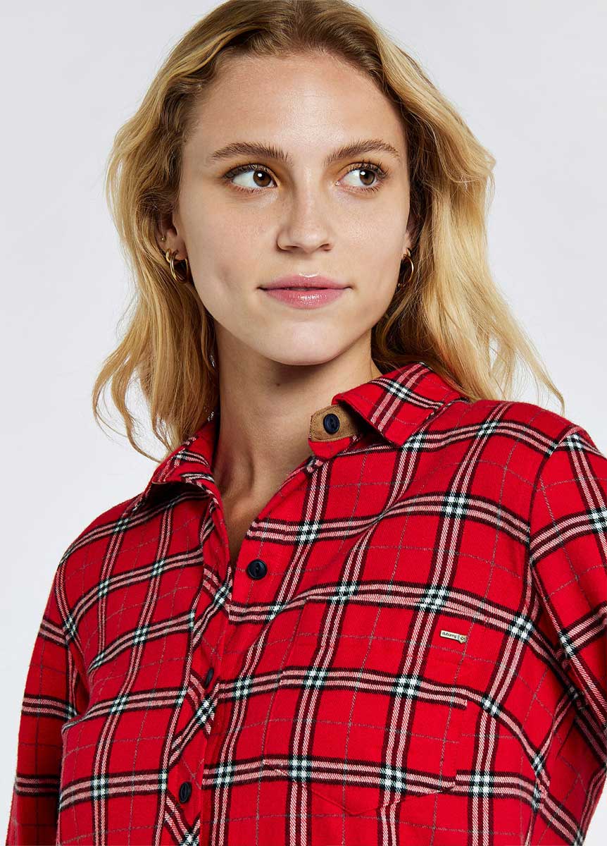Dubarry Japonica Ladies Check Shirt - on model close Dubarry Japonica Ladies Check Shirt - on model close