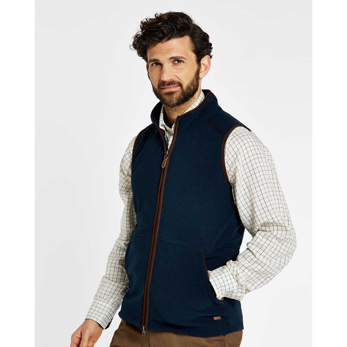 Dubarry Lifford Men's Navy Fleece Gilet - on model Dubarry Lifford Men's Navy Fleece Gilet - on model