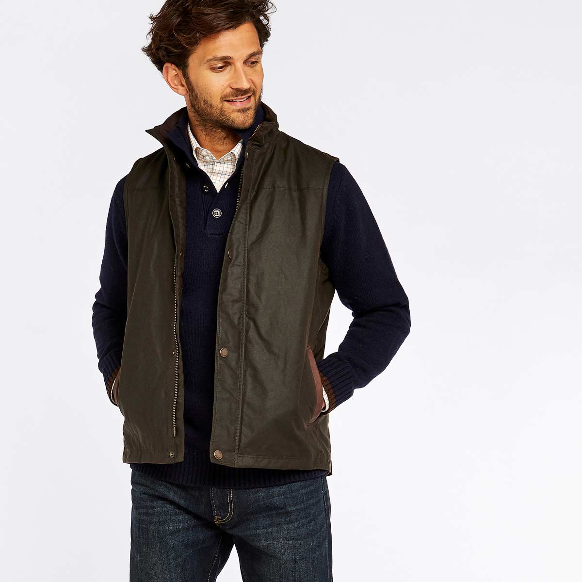 Dubarry Mayfly Men's Waxed Cotton Gilet - Olive Dubarry Mayfly Men's Waxed Cotton Gilet - Olive