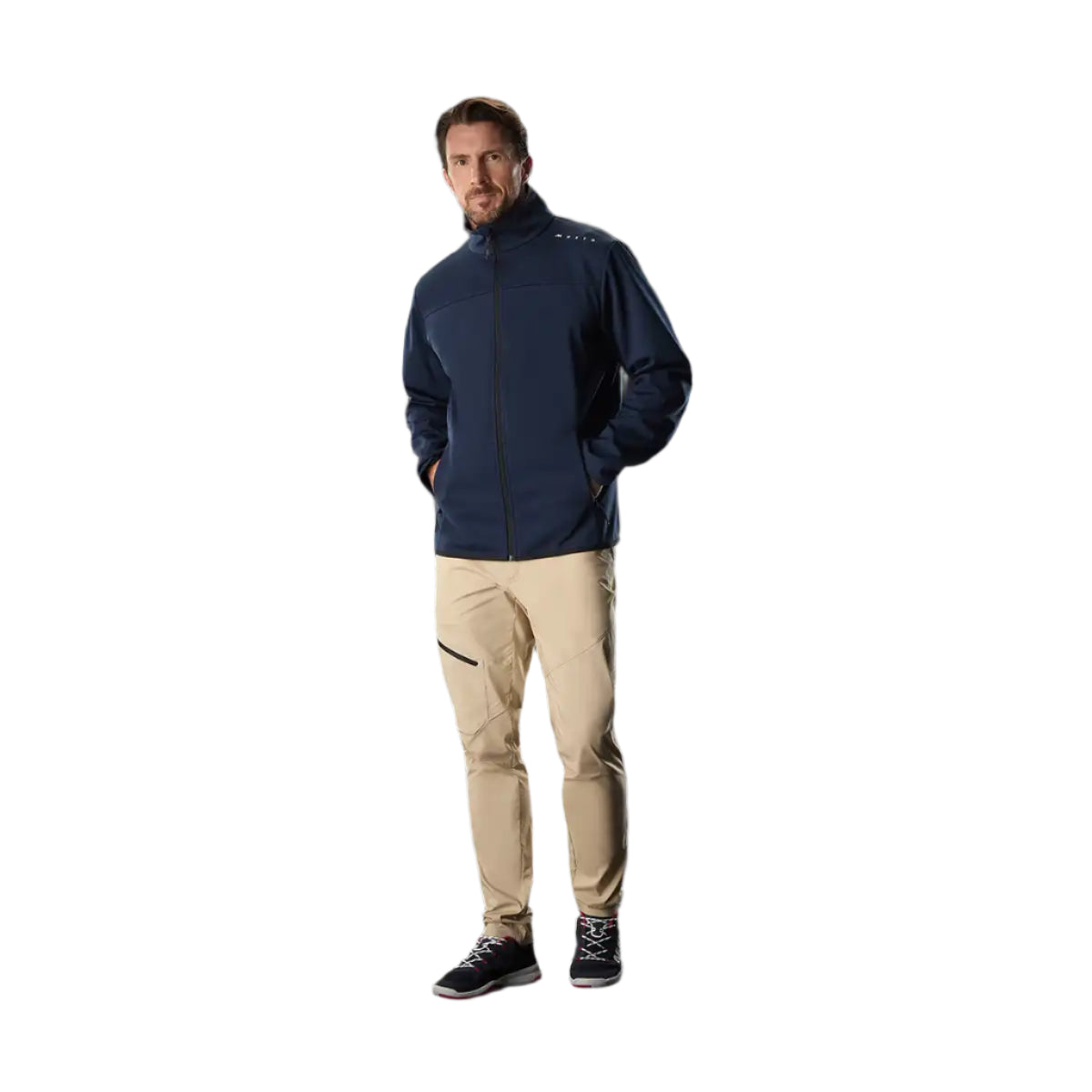 Musto Men's Evo Crew Softshell Jacket Navy - on model Musto Men's Evo Crew Softshell Jacket Navy - on model