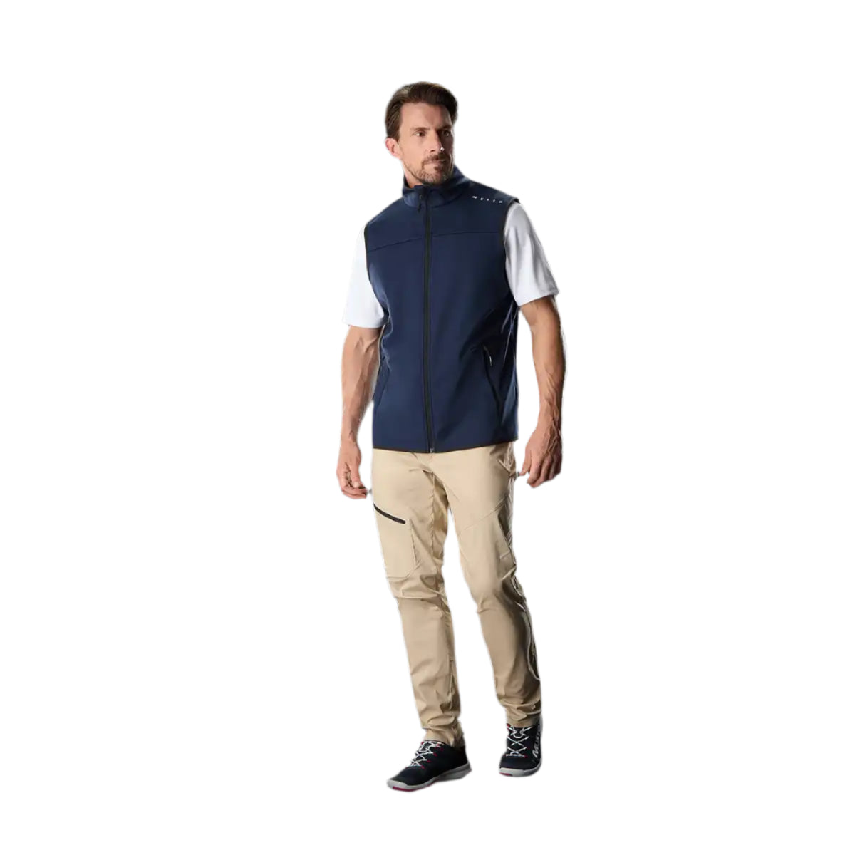 Musto Evo Crew Softshell Vest Navy - on model Musto Evo Crew Softshell Vest Navy - on model