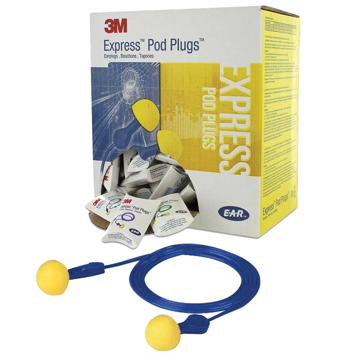 Express Corded Pod Plugs by EAR Hearing Protection - box Express Corded Pod Plugs by EAR Hearing Protection - box