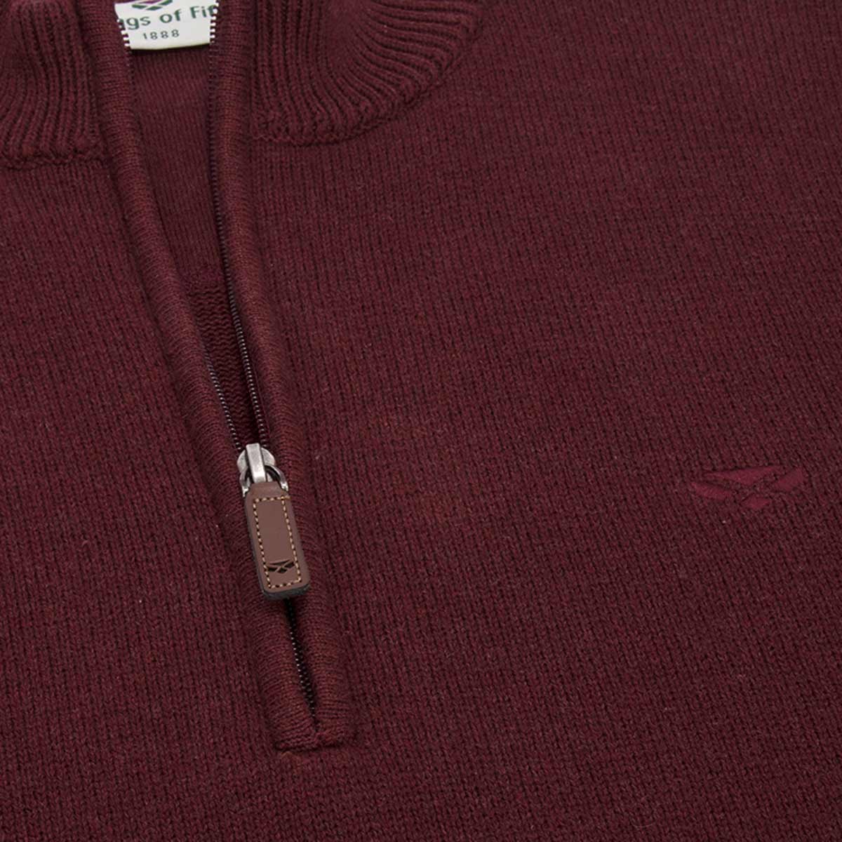 Hoggs of Fife Falkirk 1/4 Zip Knit Pullover - red zip neck Hoggs of Fife Falkirk 1/4 Zip Knit Pullover - red zip neck