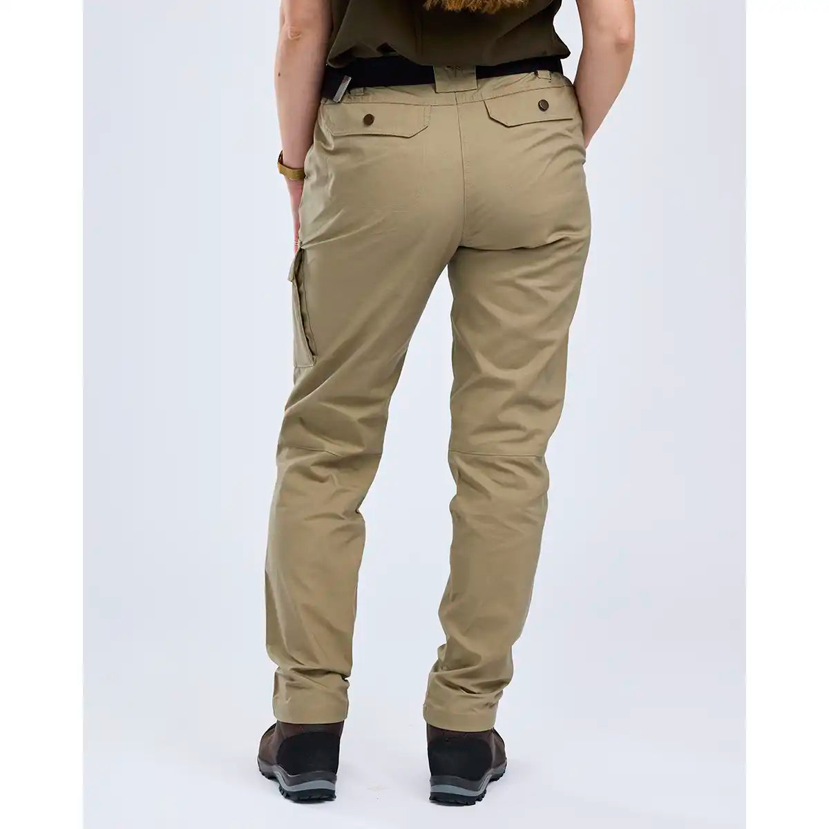 Pinewood Finnveden Women's Outdoor Trousers- Light Khaki- On Model- Back Pinewood Finnveden Women's Outdoor Trousers- Light Khaki- On Model- Back