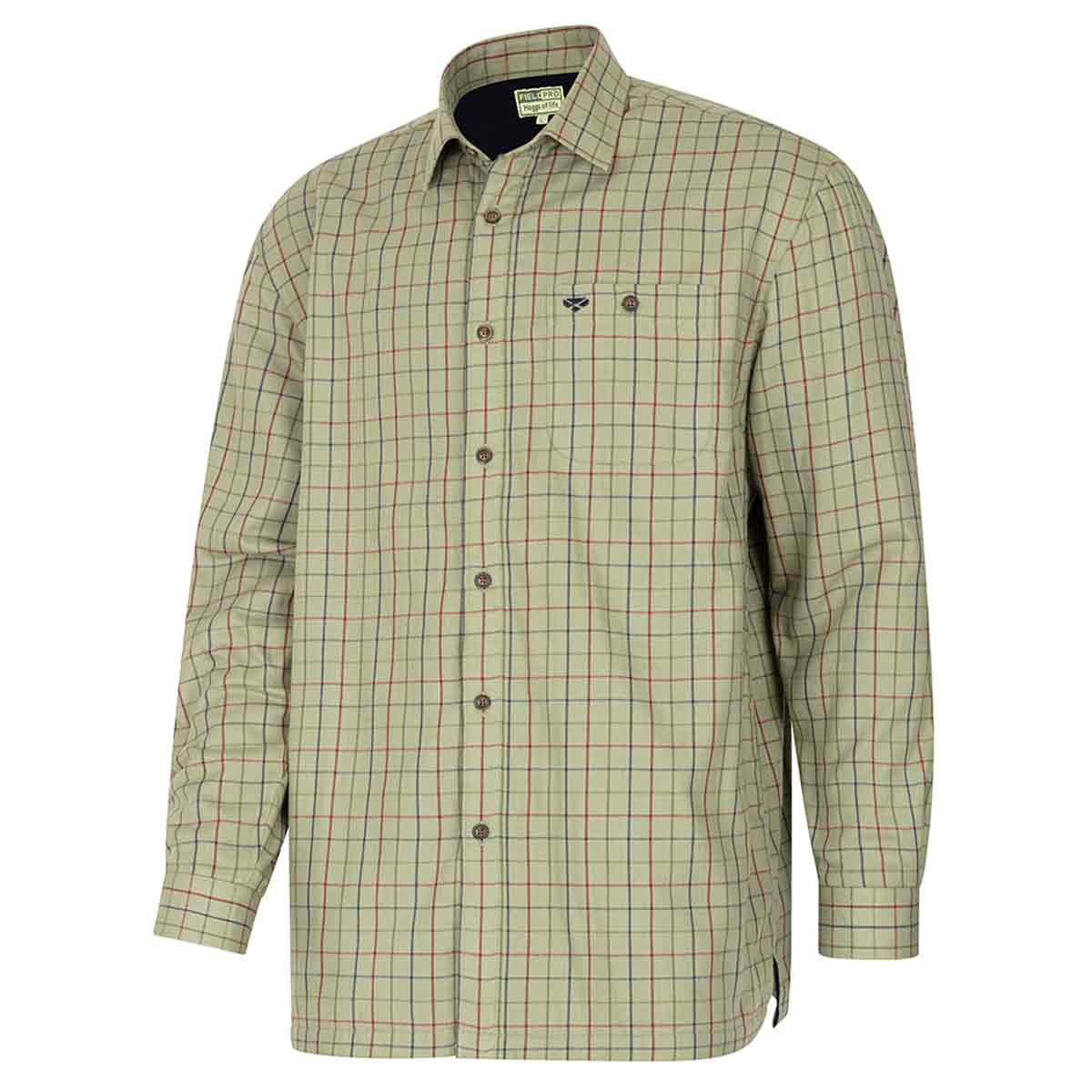Hoggs of Fife Micro Fleece Lined Checked Shirt - Boxwood (Green Tatersall) Shirt front Hoggs of Fife Micro Fleece Lined Checked Shirt - Boxwood (Green Tatersall) Shirt front