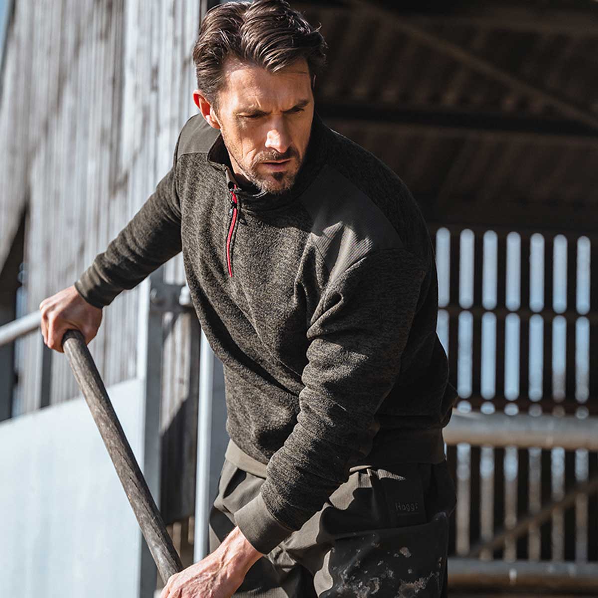 Hoggs of Fife Green King II 1/4 Zip Knit Fleece Pullover - lifestyle Hoggs of Fife Green King II 1/4 Zip Knit Fleece Pullover - lifestyle