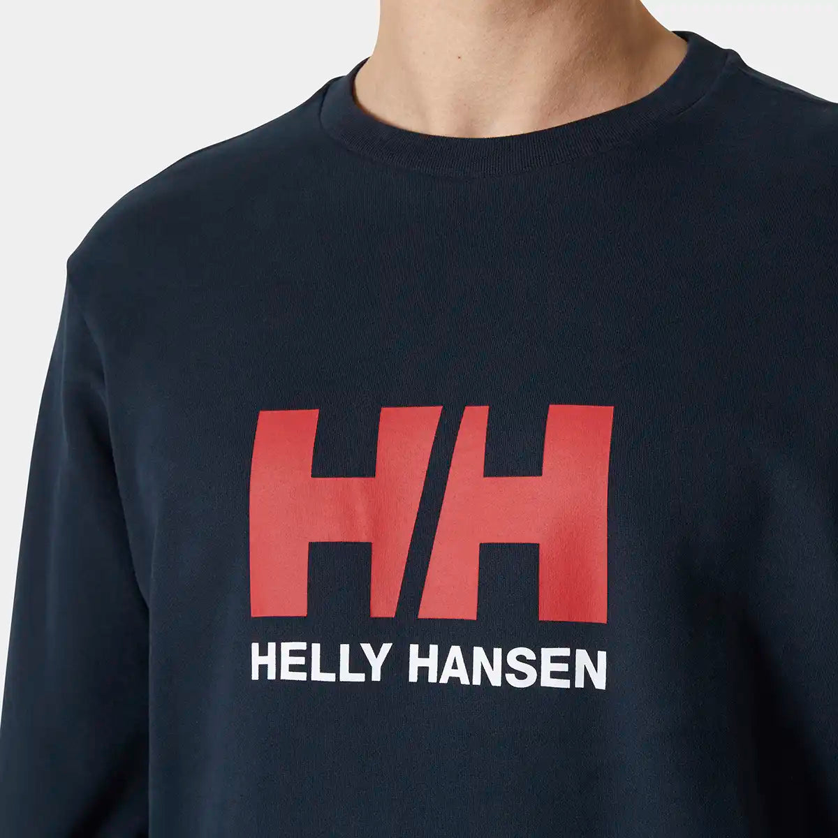 Helly Hansen HH Logo Crew Sweat 2.0 close up logo detail Helly Hansen HH Logo Crew Sweat 2.0 close up logo detail