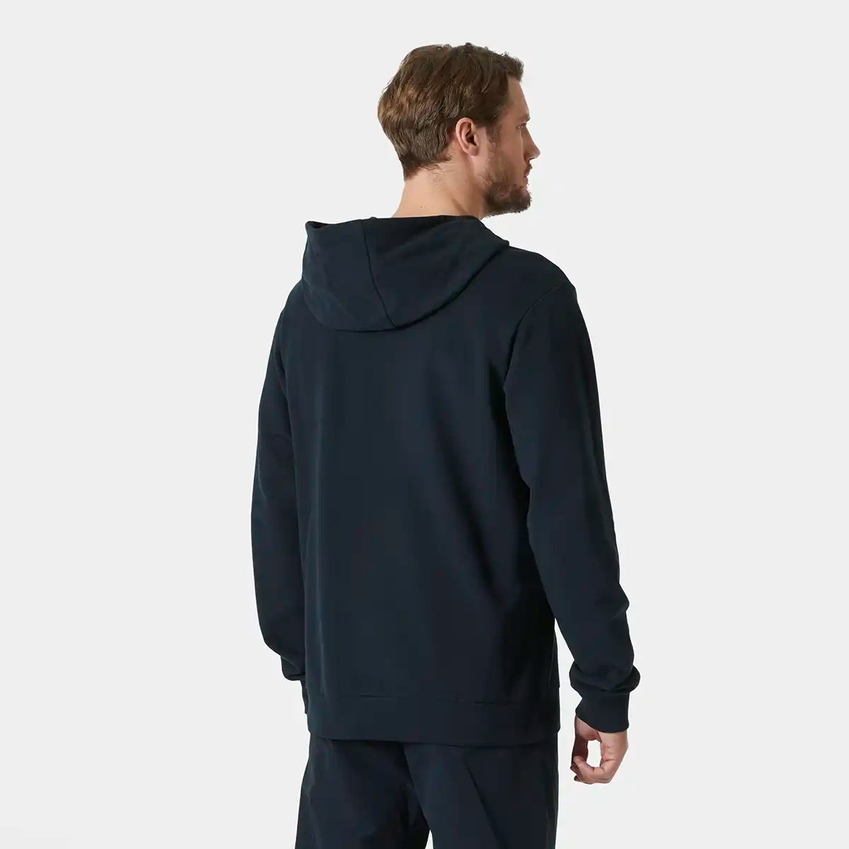 Helly Hansen HH Logo Hoodie 2.0- Navy- back view on model Helly Hansen HH Logo Hoodie 2.0- Navy- back view on model