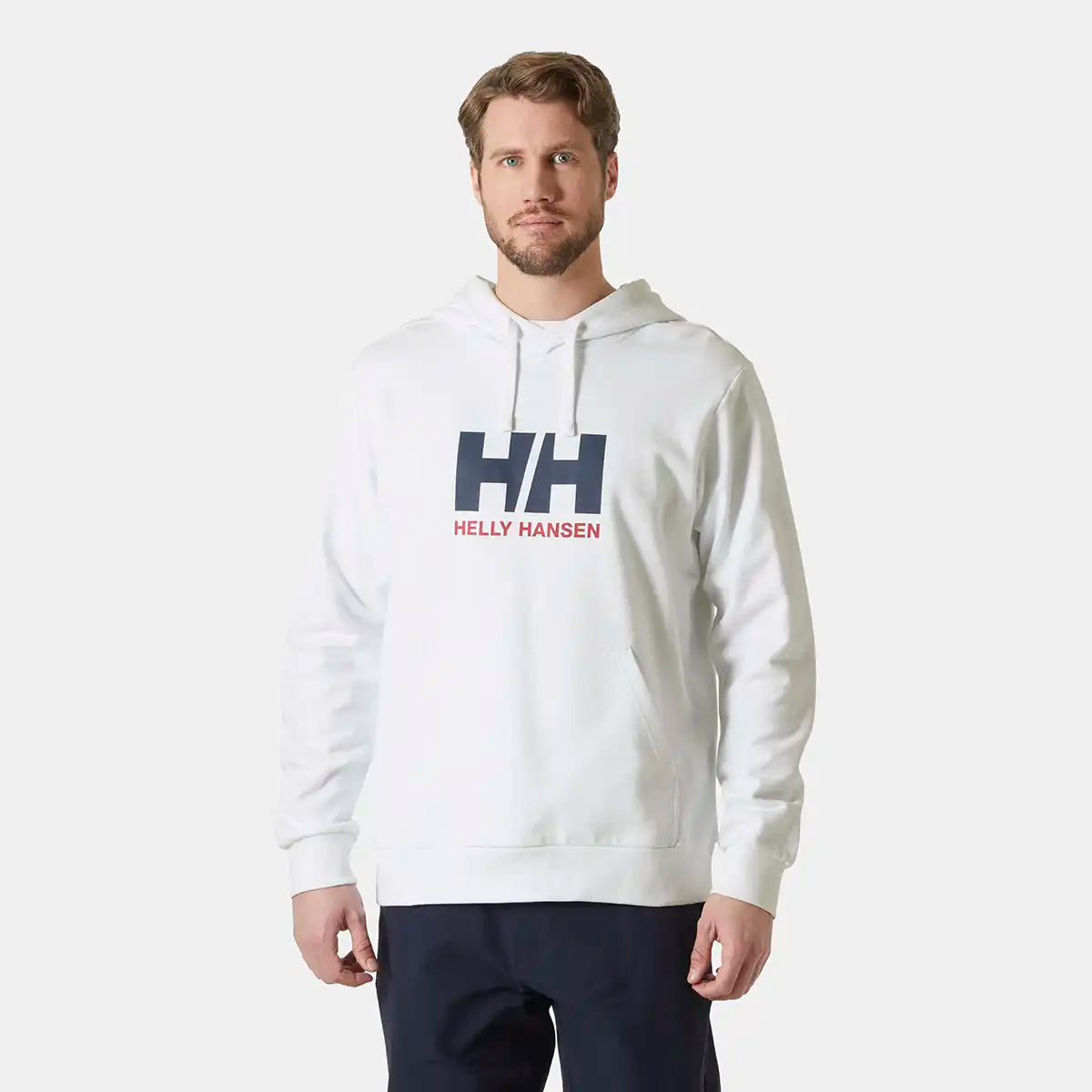 Helly Hansen HH Logo Hoodie 2.0- White- on model Helly Hansen HH Logo Hoodie 2.0- White- on model