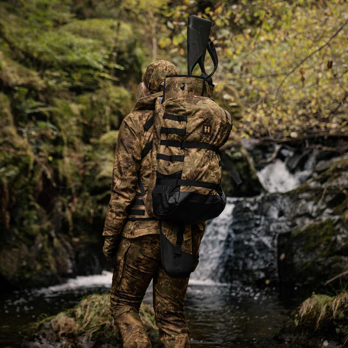 Harkila Deer Stalker Backpack - On Model with Rifle Pocket Harkila Deer Stalker Backpack - On Model with Rifle Pocket