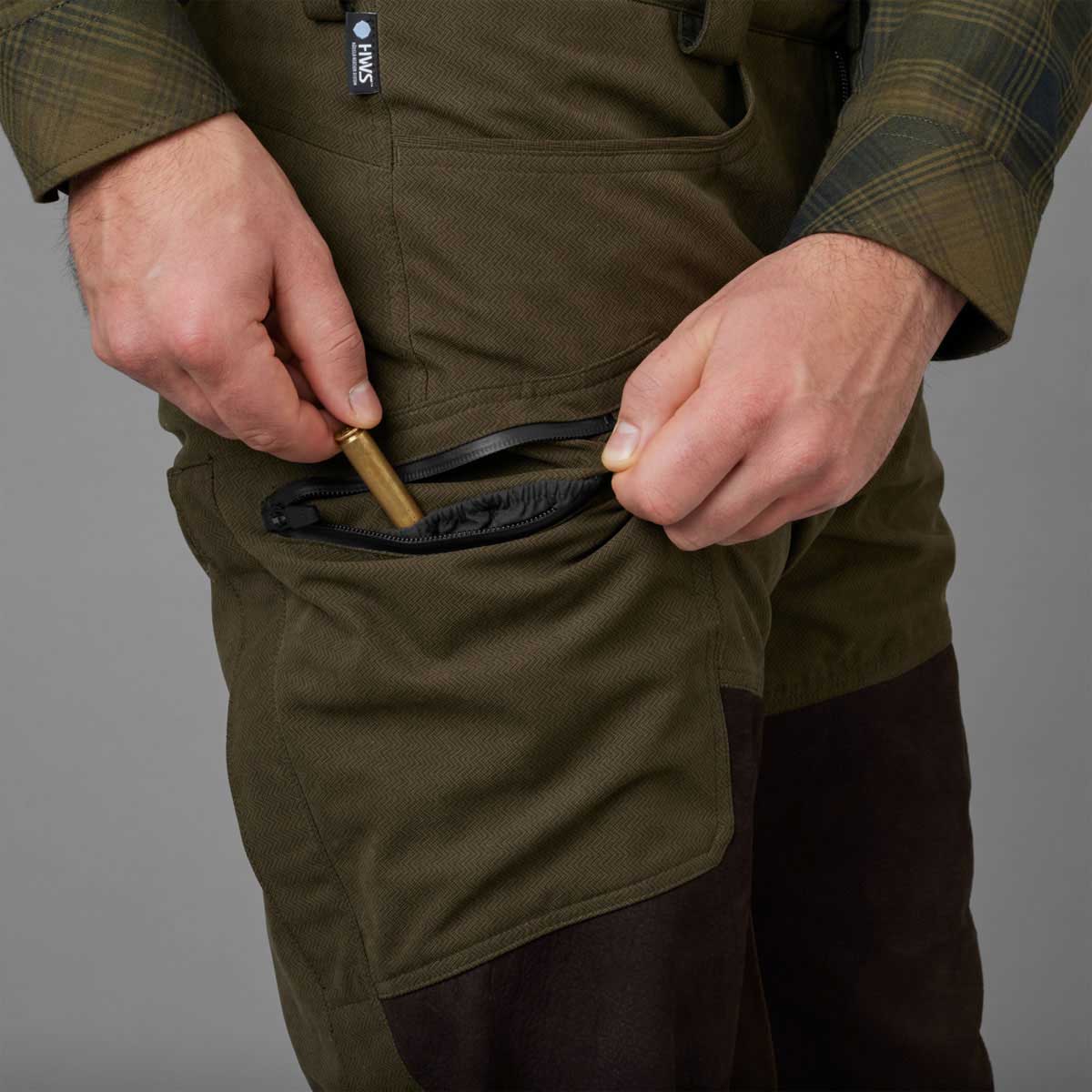 Harkila Driven Hunt HWS Leather Trousers - pocket detail Harkila Driven Hunt HWS Leather Trousers - pocket detail