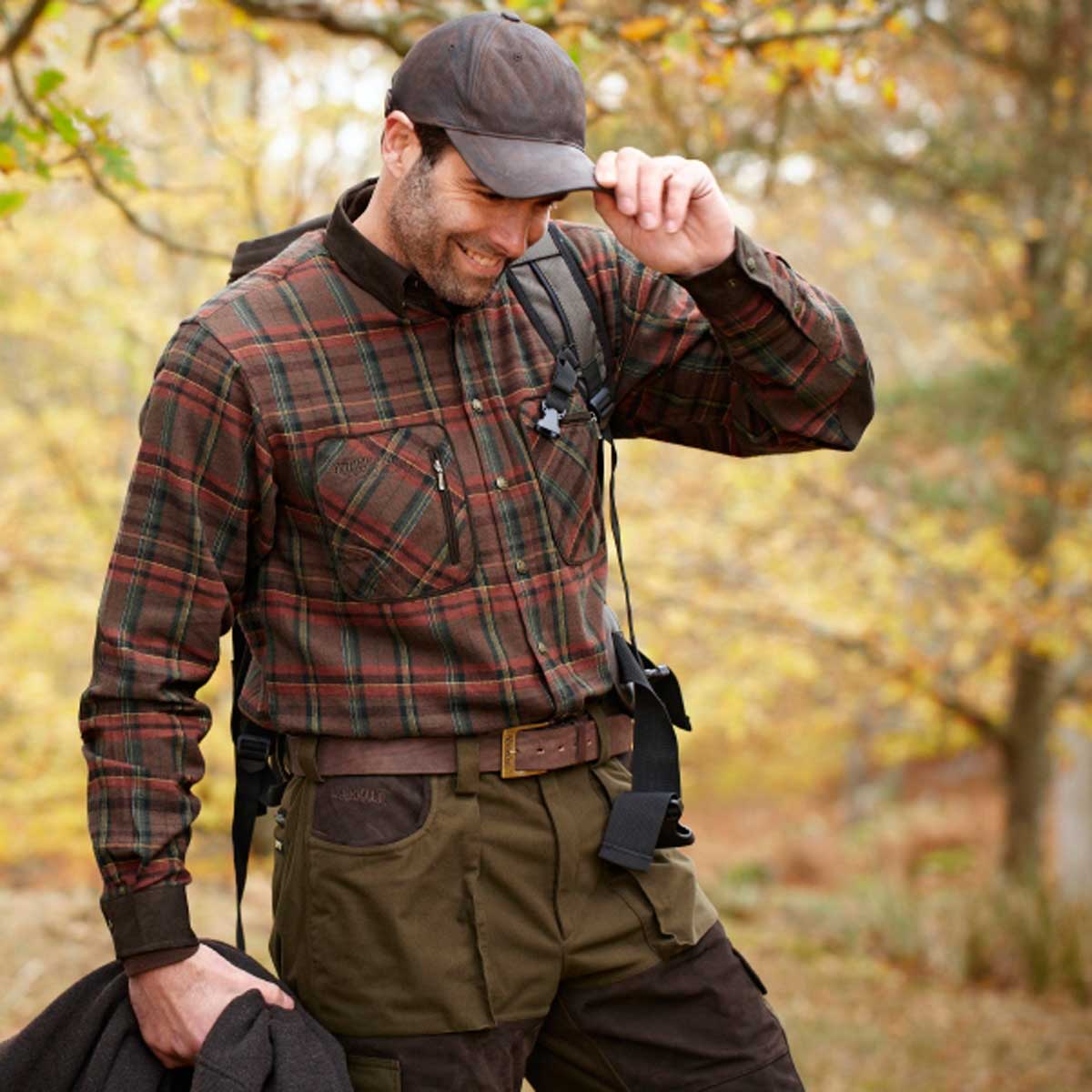 Harkila Pajala Shirt - Red Check - On Model Harkila Pajala Shirt - Red Check - On Model