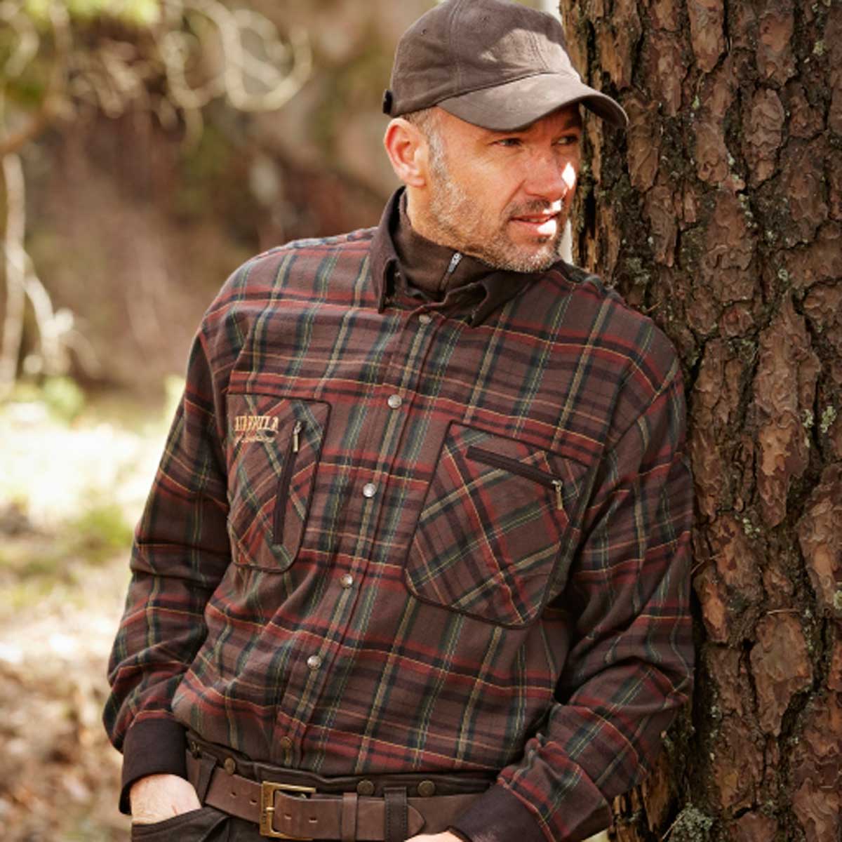 Harkila Pajala Shirt - Red Check - On Model Harkila Pajala Shirt - Red Check - On Model