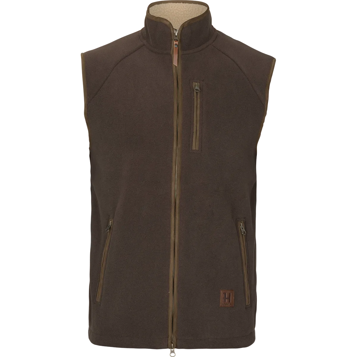 Harkila Sandhem Sherpa Fleece Waistcoat - Demitasse Brown - Front Harkila Sandhem Sherpa Fleece Waistcoat - Demitasse Brown - Front