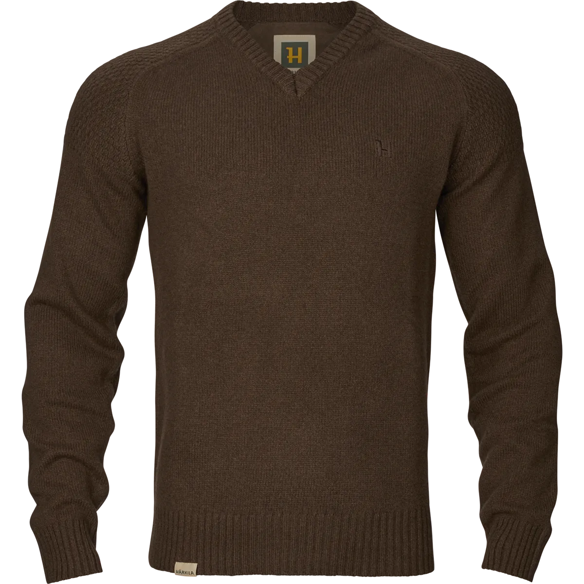 Harkila Vincent Merino V-Neck Pullover - Demitasse Brown - Front Harkila Vincent Merino V-Neck Pullover - Demitasse Brown - Front