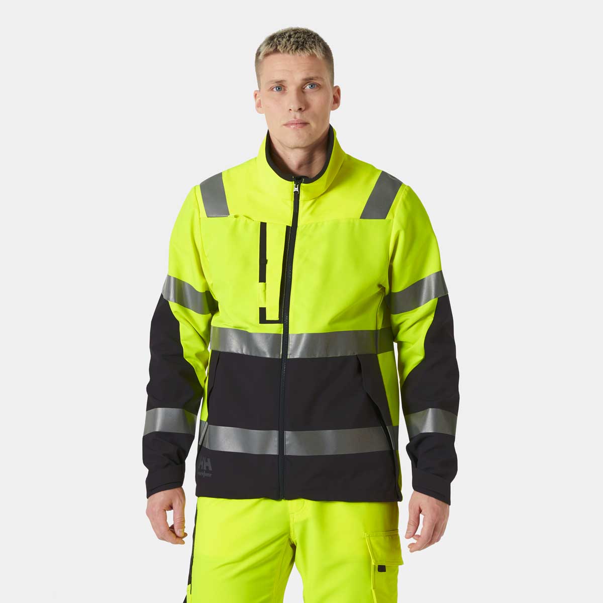 Helly Hansen Alna 4X Tech Jacket - yellow on model Helly Hansen Alna 4X Tech Jacket - yellow on model