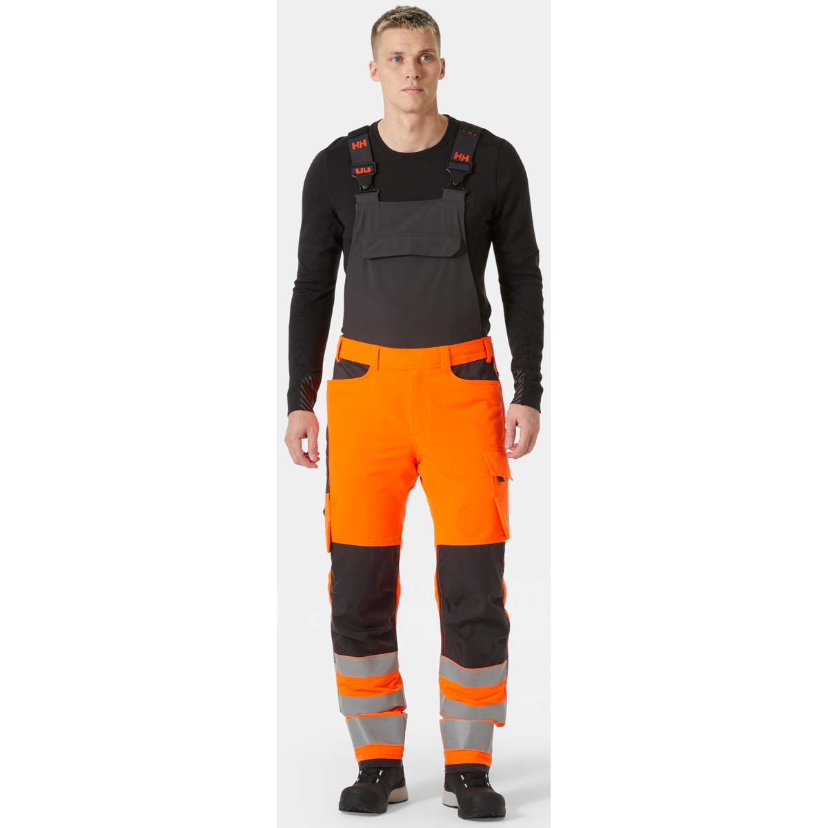 Helly Hansen Alna 4X Work Bib CL2 - Orange - On Model Helly Hansen Alna 4X Work Bib CL2 - Orange - On Model