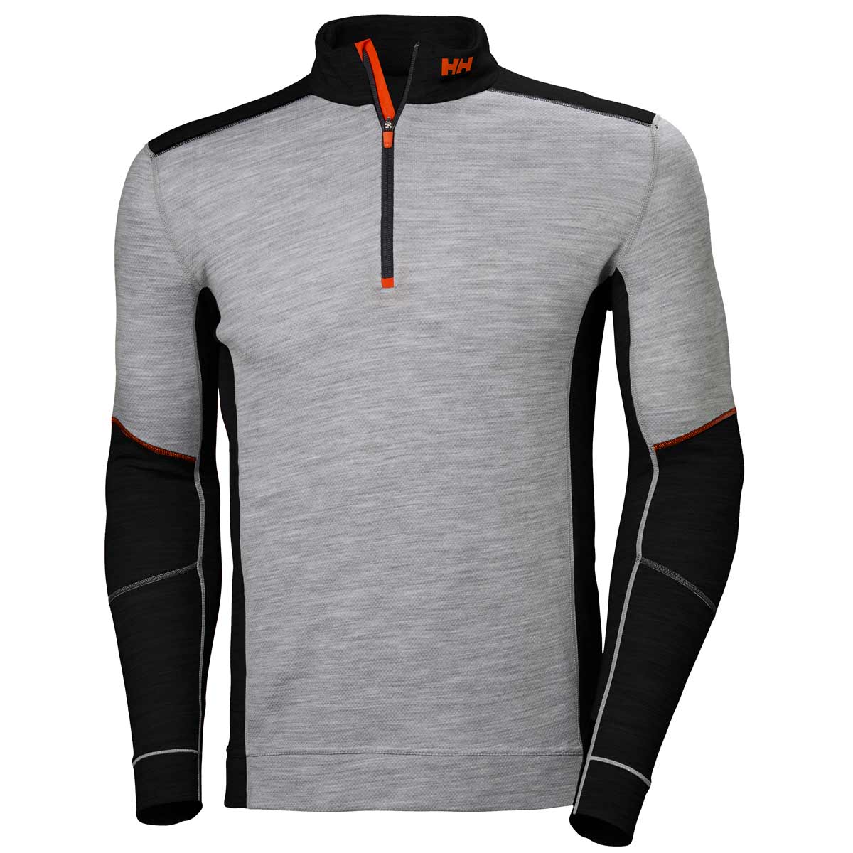 Helly-Hansen-Lifa-Merino-Half-Zip-Grey-Melange-Black-Front Helly-Hansen-Lifa-Merino-Half-Zip-Grey-Melange-Black-Front