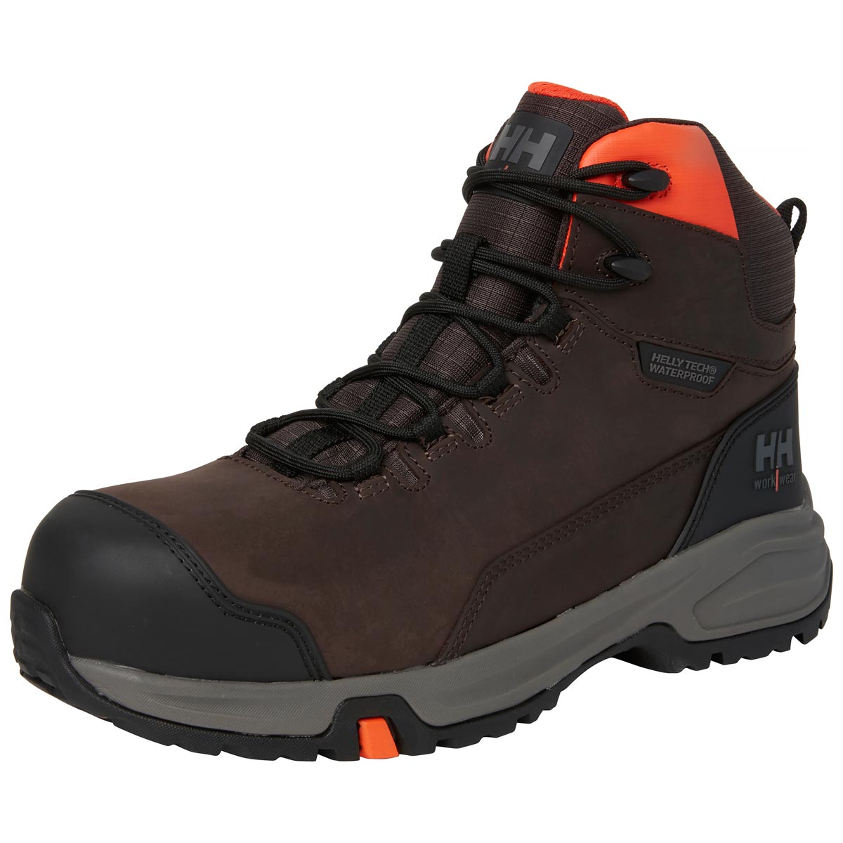 Helly Hansen Manchester LTR MID S7L HT Safety Work Boots - Dark Brown Angle Helly Hansen Manchester LTR MID S7L HT Safety Work Boots - Dark Brown Angle