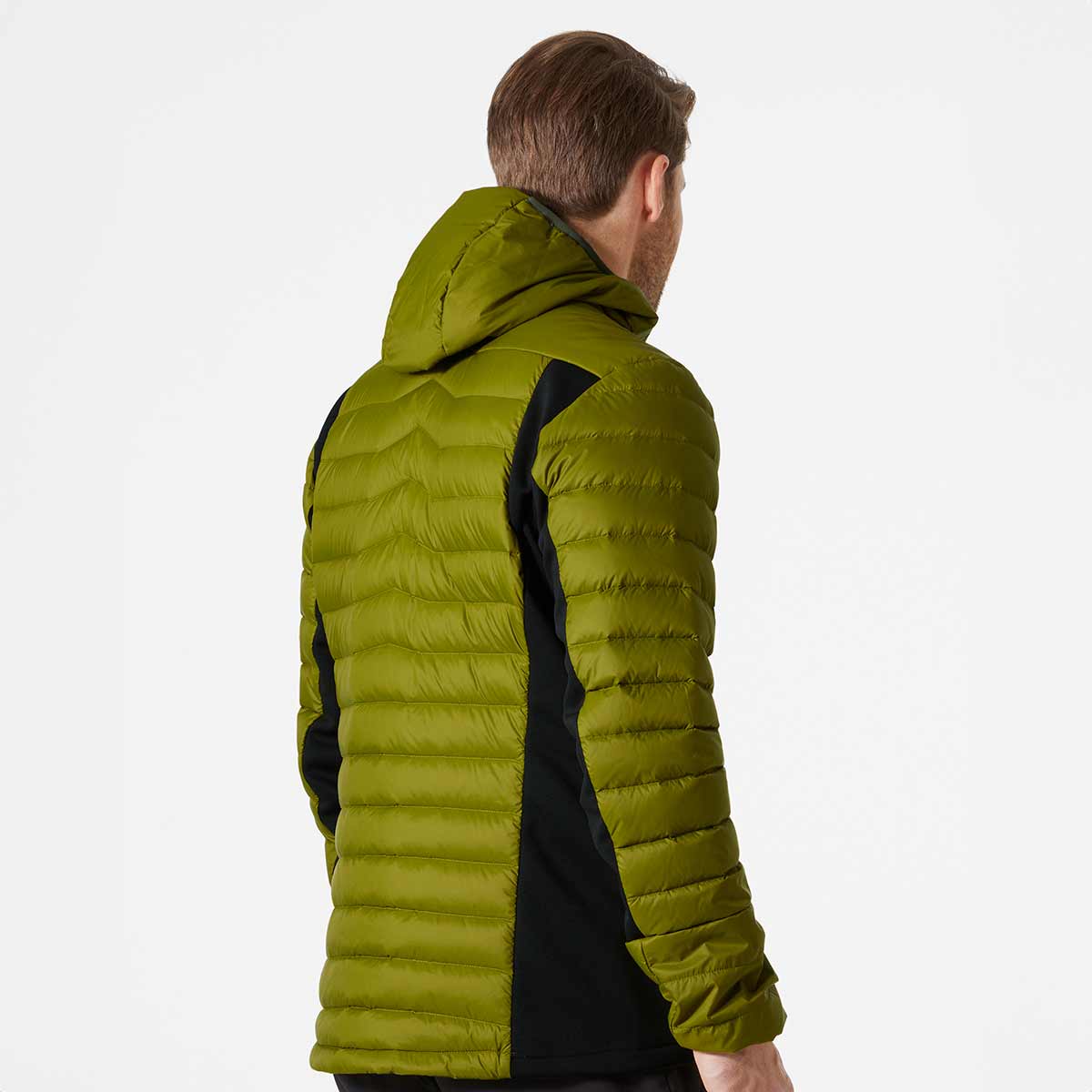 Helly Hansen Men's Verglas Hooded Down Hybrid Insulator Olive Rear Helly Hansen Men's Verglas Hooded Down Hybrid Insulator Olive Rear