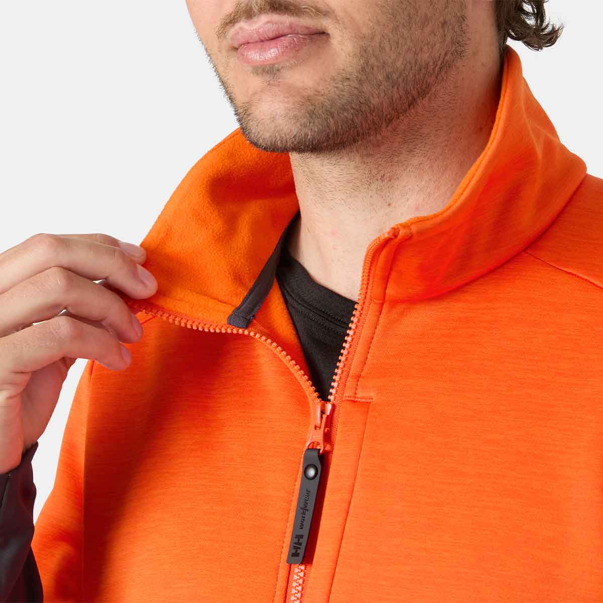 Helly Hansen Tech Midlayer - Black Orange Melange - Collar Helly Hansen Tech Midlayer - Black Orange Melange - Collar
