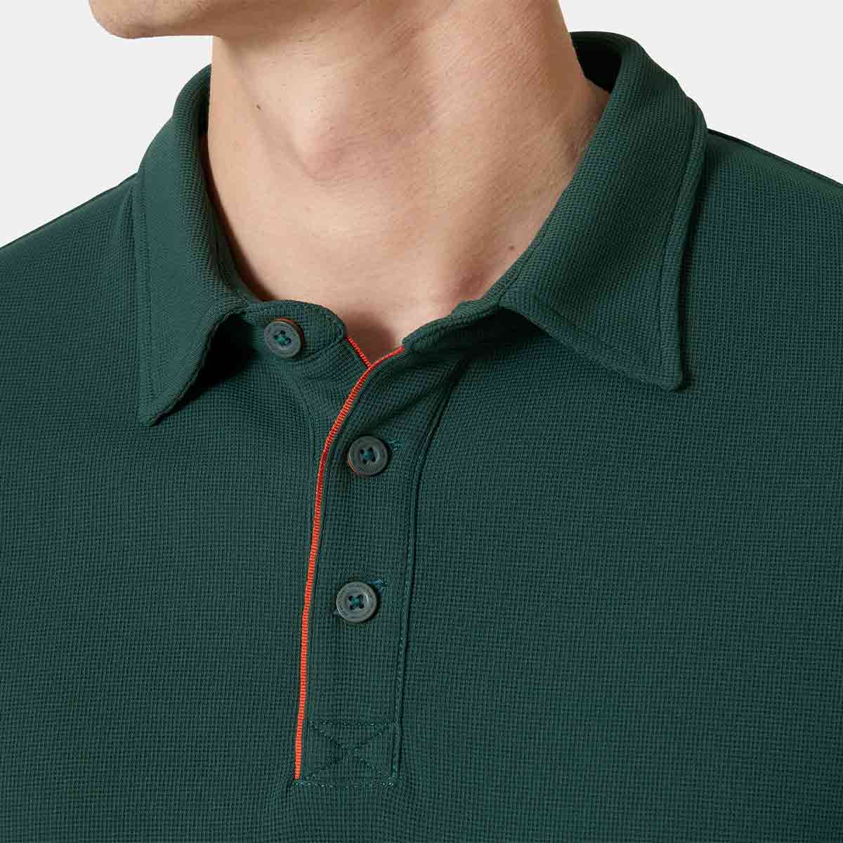 Helly Hansen Tech Polo Shirt - Darkest Spruce - Collar Helly Hansen Tech Polo Shirt - Darkest Spruce - Collar