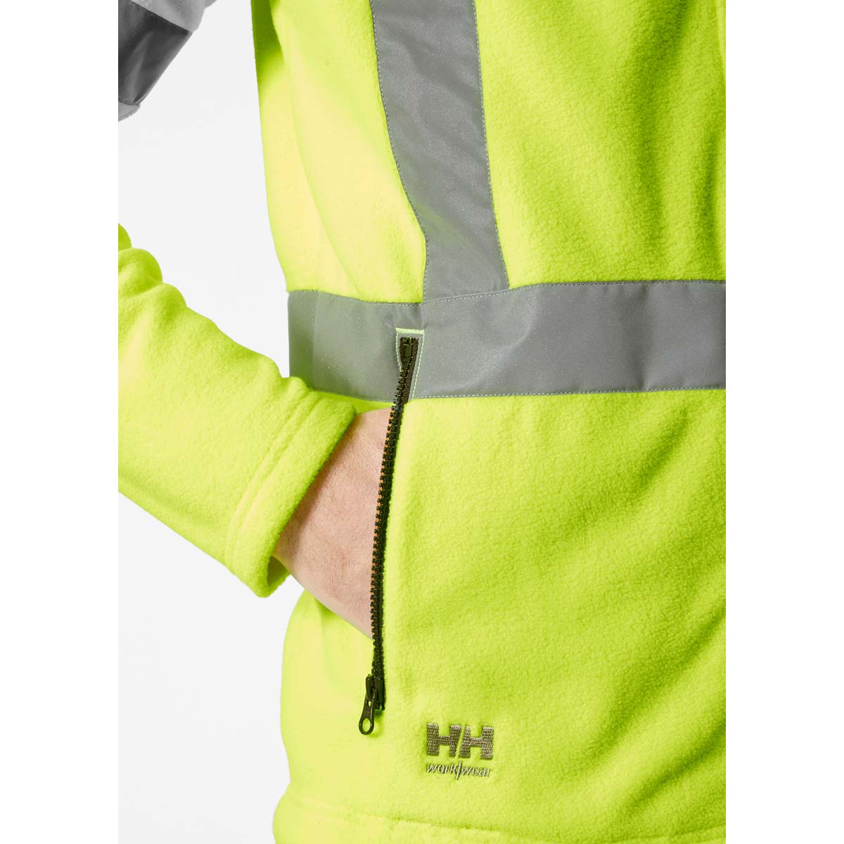 Helly Hansen UC-ME Fleece Jacket - Yellow - Side Pocket Detail Helly Hansen UC-ME Fleece Jacket - Yellow - Side Pocket Detail