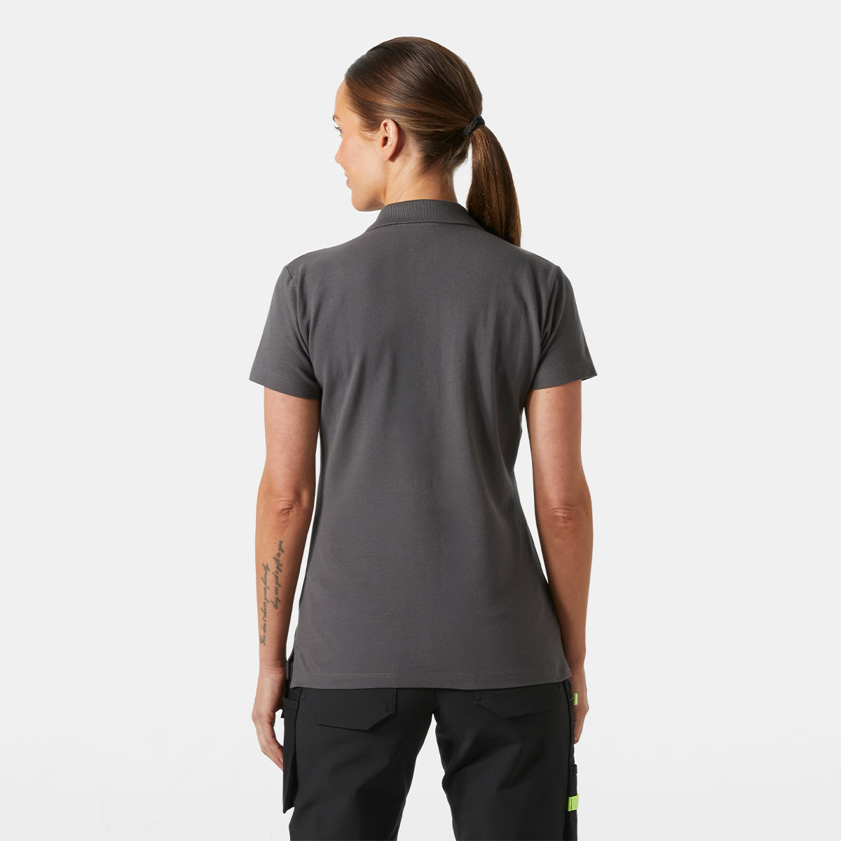 Helly Hansen Women's Classic 2.0 Polo Shirt - Dark Grey - Rear Helly Hansen Women's Classic 2.0 Polo Shirt - Dark Grey - Rear