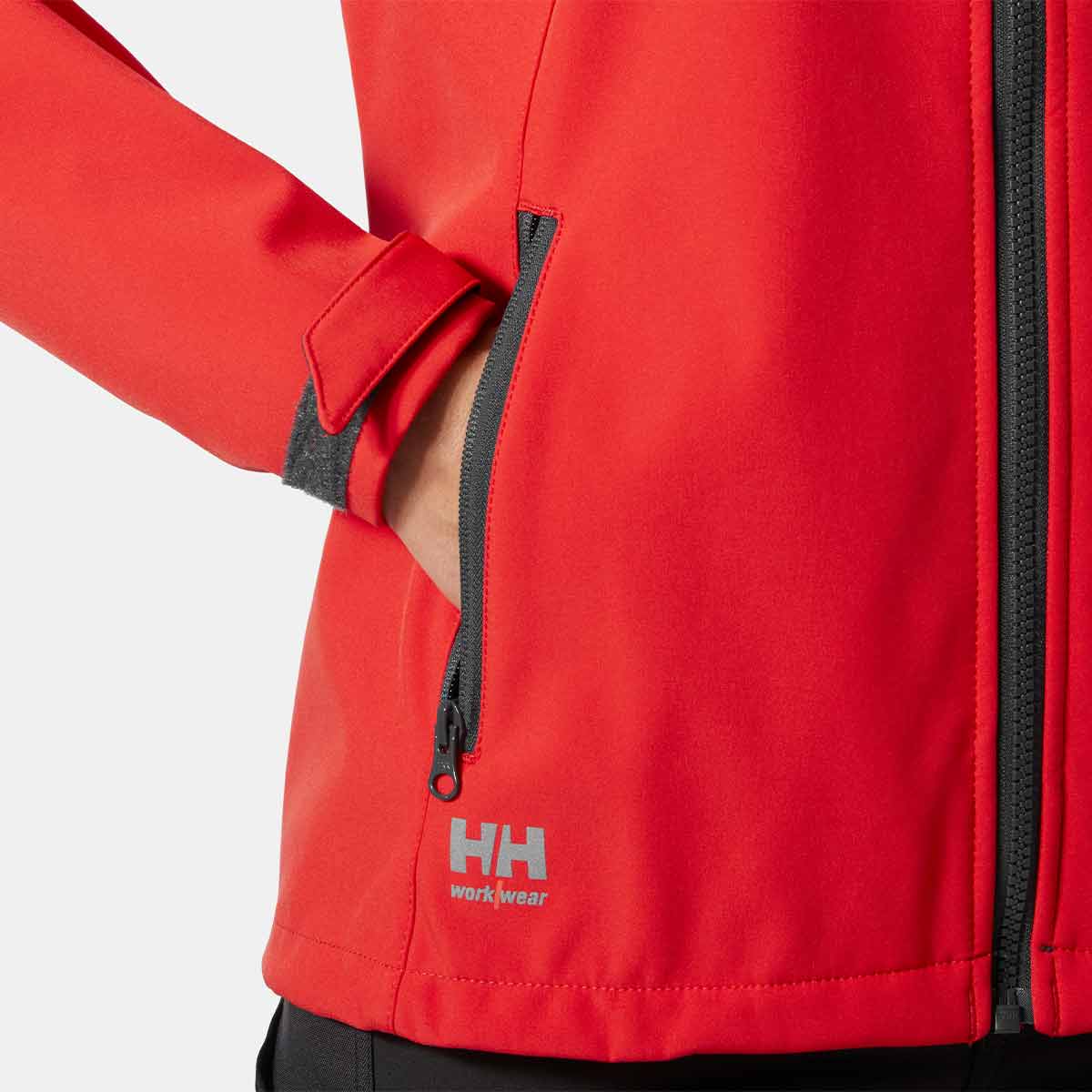 Helly Hansen Women's Manchester 2.0 Softshell Jacket - Alert Red/Ebony - Pocket Helly Hansen Women's Manchester 2.0 Softshell Jacket - Alert Red/Ebony - Pocket