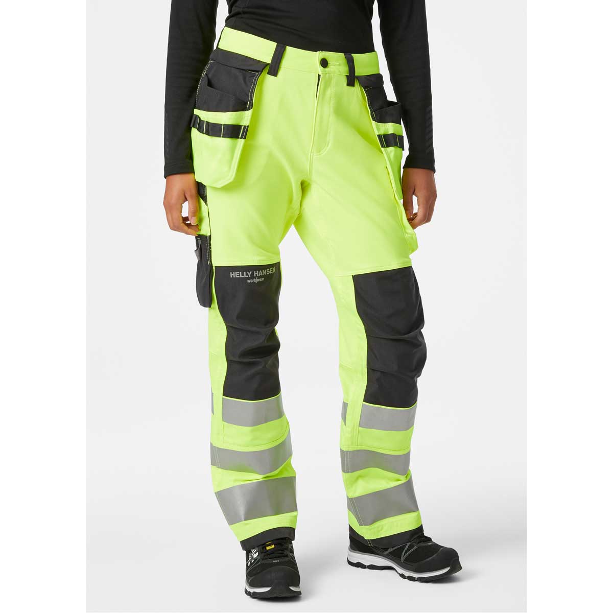 Helly Hansen Womens Luna Hi Vis Construction Pant CL 2 - on model Helly Hansen Womens Luna Hi Vis Construction Pant CL 2 - on model