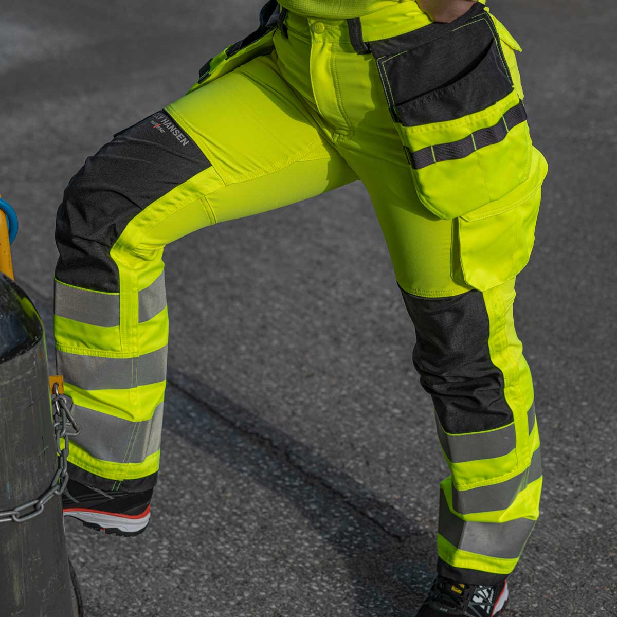 Helly Hansen Womens Luna Hi Vis Construction Pant CL 2 - on model Helly Hansen Womens Luna Hi Vis Construction Pant CL 2 - on model