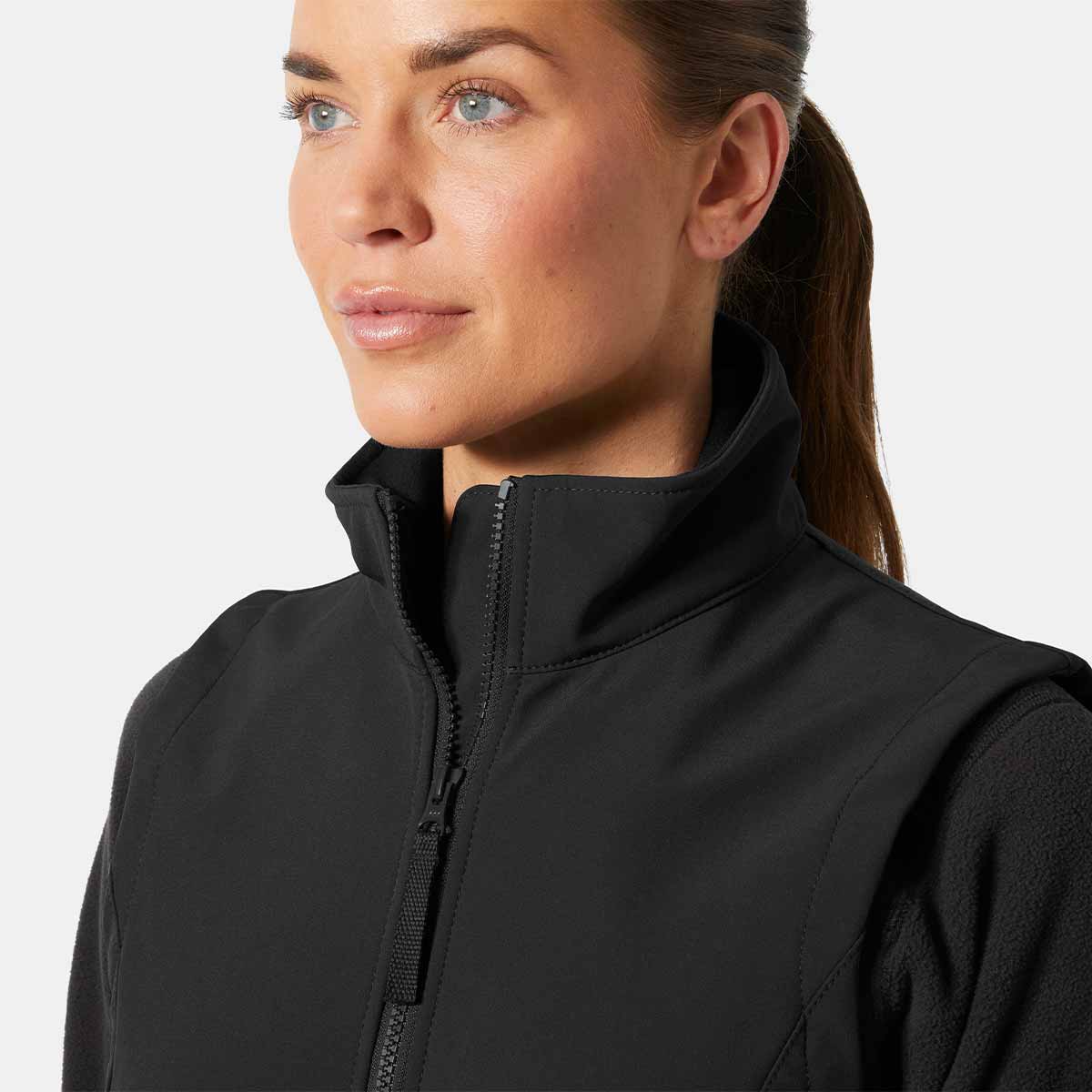 Helly Hansen Women's Manchester 2.0 Zip In Softshell Vest - Ebony - Collar Helly Hansen Women's Manchester 2.0 Zip In Softshell Vest - Ebony - Collar