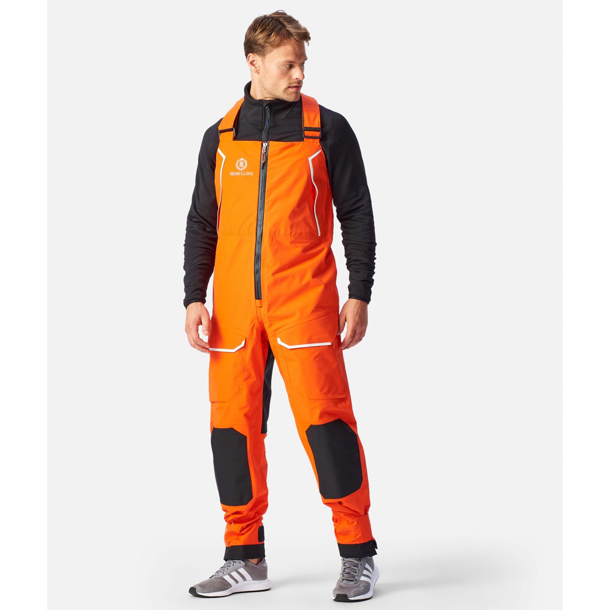 Henri Lloyd Men's Elite Hi-Fit Sailing Salopettes - Orange - Life Front Henri Lloyd Men's Elite Hi-Fit Sailing Salopettes - Orange - Life Front