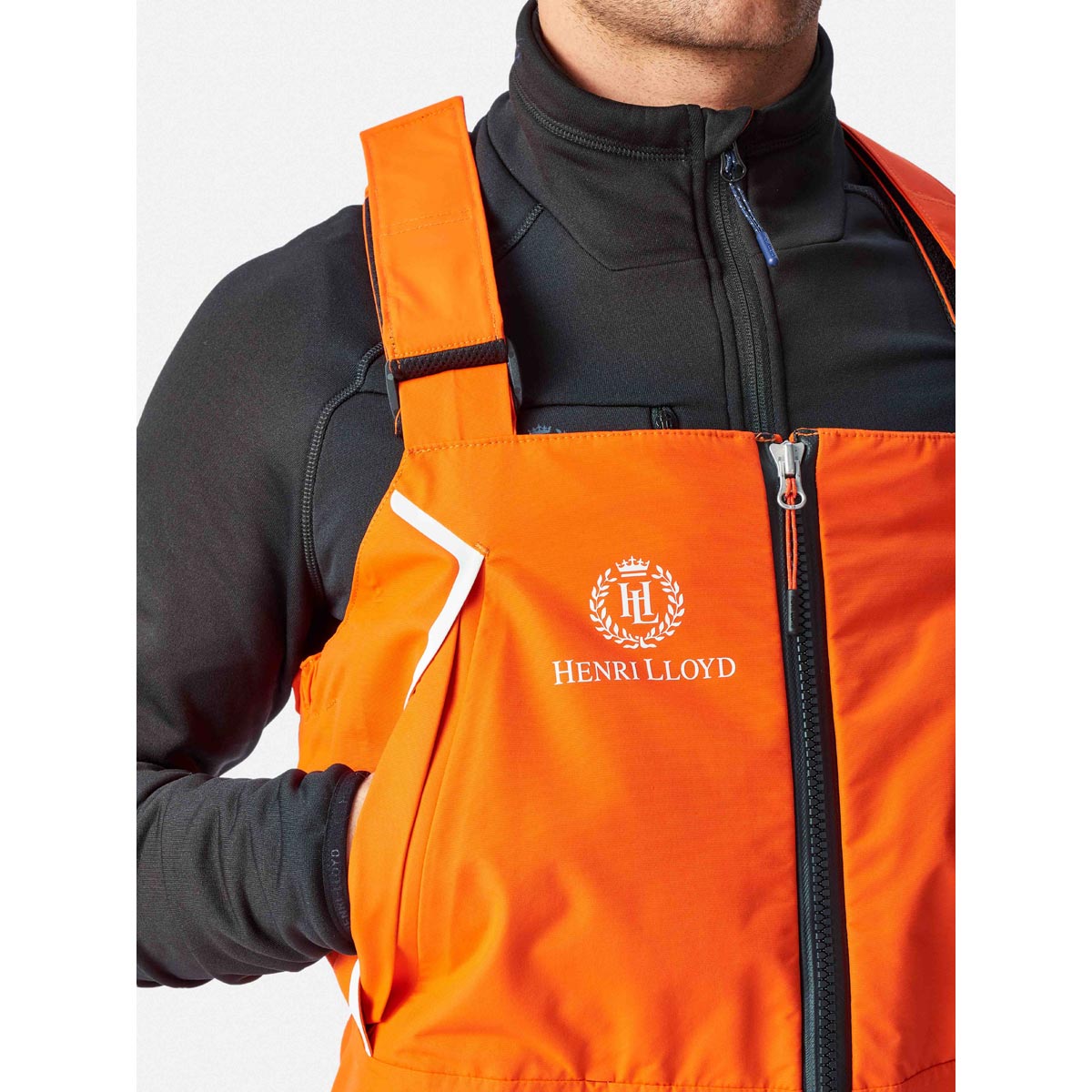 Henri Lloyd Men's Elite Hi-Fit Sailing Salopettes - Orange Top Detail Henri Lloyd Men's Elite Hi-Fit Sailing Salopettes - Orange Top Detail