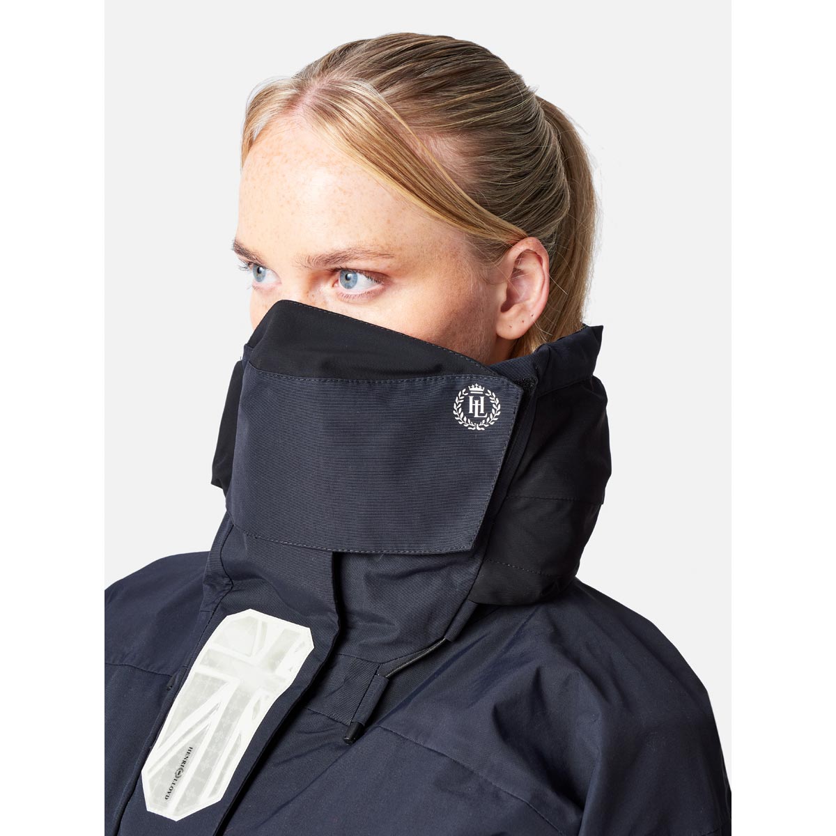 Henri Lloyd Women's Elite Offshore Sailing Jacket - Black Collar Up Detail Henri Lloyd Women's Elite Offshore Sailing Jacket - Black Collar Up Detail