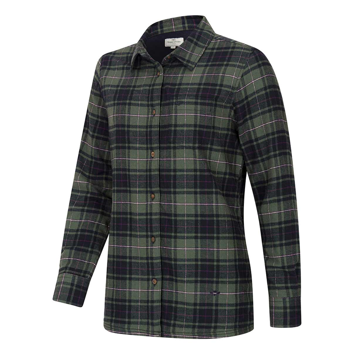 Hogg-Tartan-Womens-Green Check Shirt Jacket - Front Hogg-Tartan-Womens-Green Check Shirt Jacket - Front