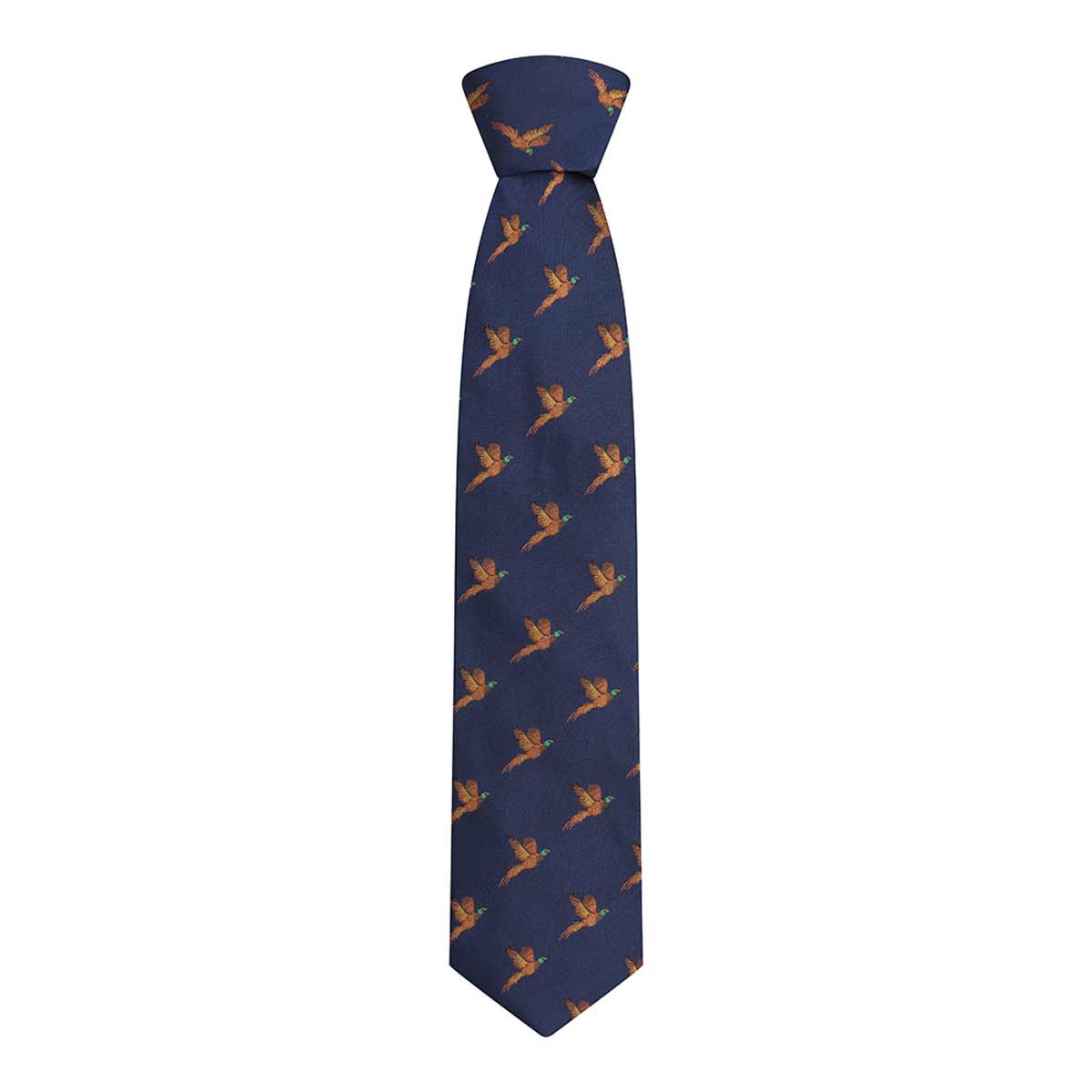 Hoggs of Fife 100% Silk Woven Pheasant Tie Boxed - Navy Hoggs of Fife 100% Silk Woven Pheasant Tie Boxed - Navy