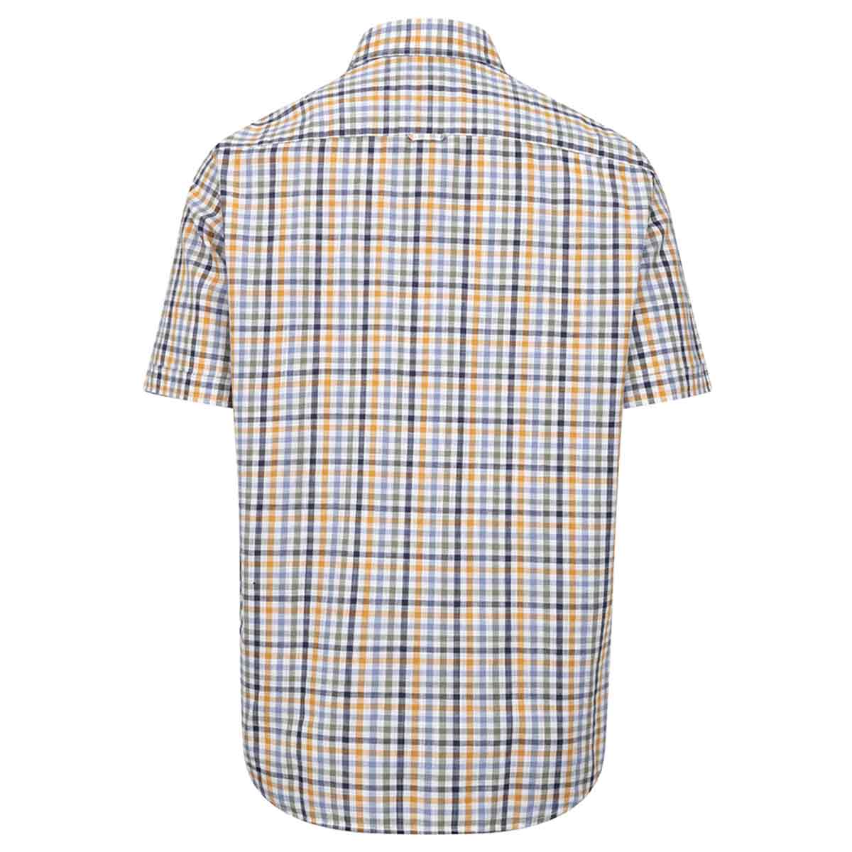 Hoggs of Fife Aberdour Short Sleeve Check Shirt - Blue/Basil/Gold - Rear Hoggs of Fife Aberdour Short Sleeve Check Shirt - Blue/Basil/Gold - Rear
