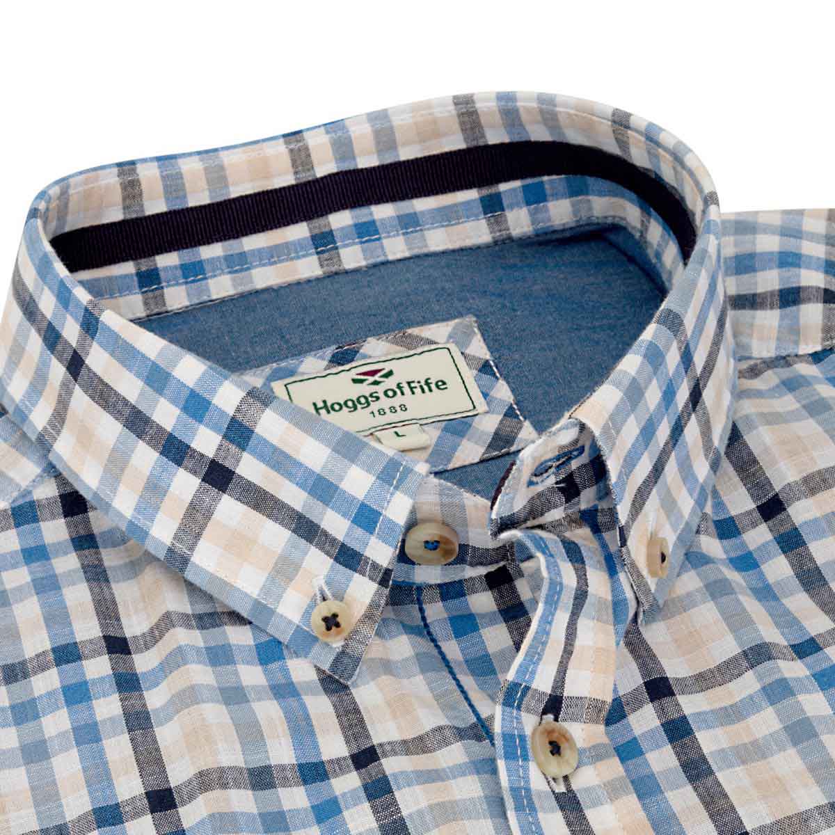 Hoggs of Fife Aberdour Short Sleeve Check Shirt - blue/corn collar Hoggs of Fife Aberdour Short Sleeve Check Shirt - blue/corn collar