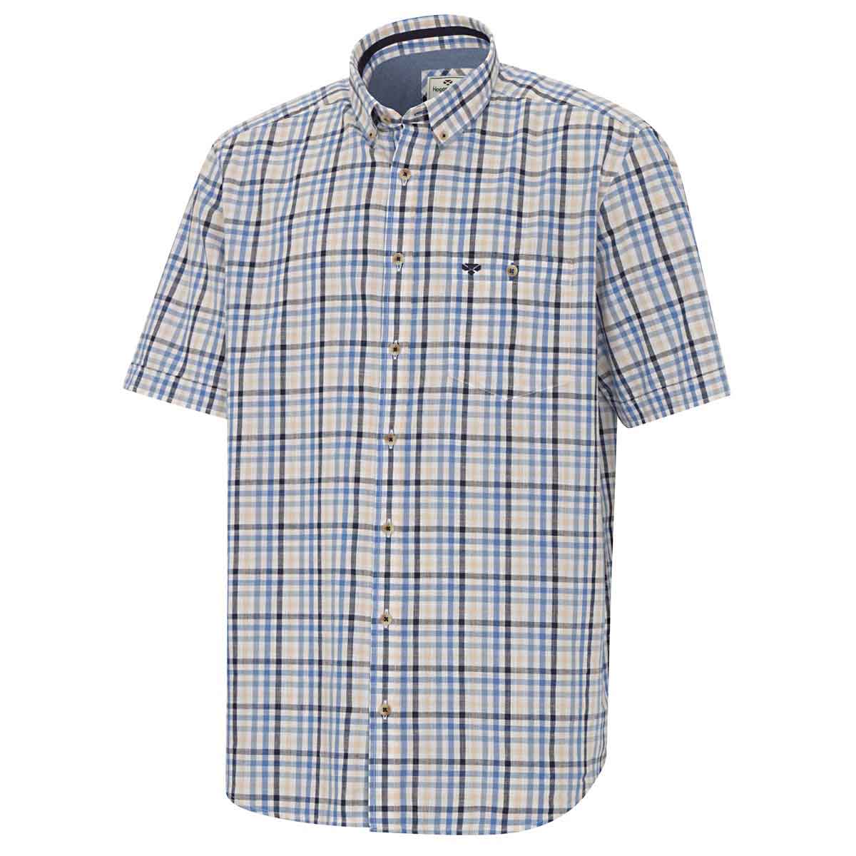 Hoggs of Fife Aberdour Short Sleeve Check Shirt - Blue/Corn Hoggs of Fife Aberdour Short Sleeve Check Shirt - Blue/Corn