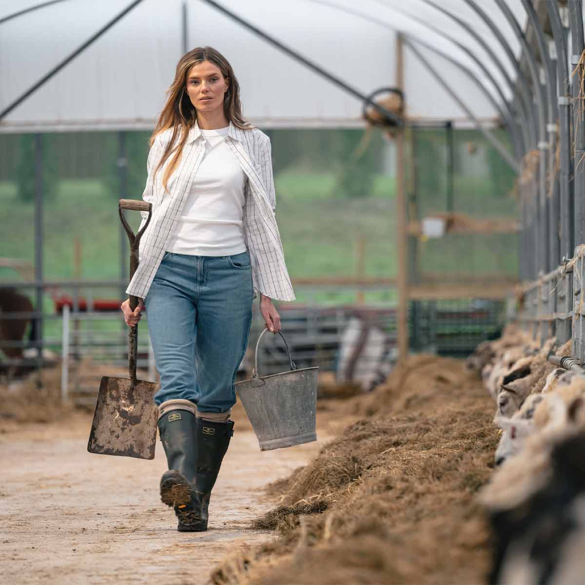 Hoggs of Fife Aberlady Ladies Tattersall Shirt - Model Hoggs of Fife Aberlady Ladies Tattersall Shirt - Model