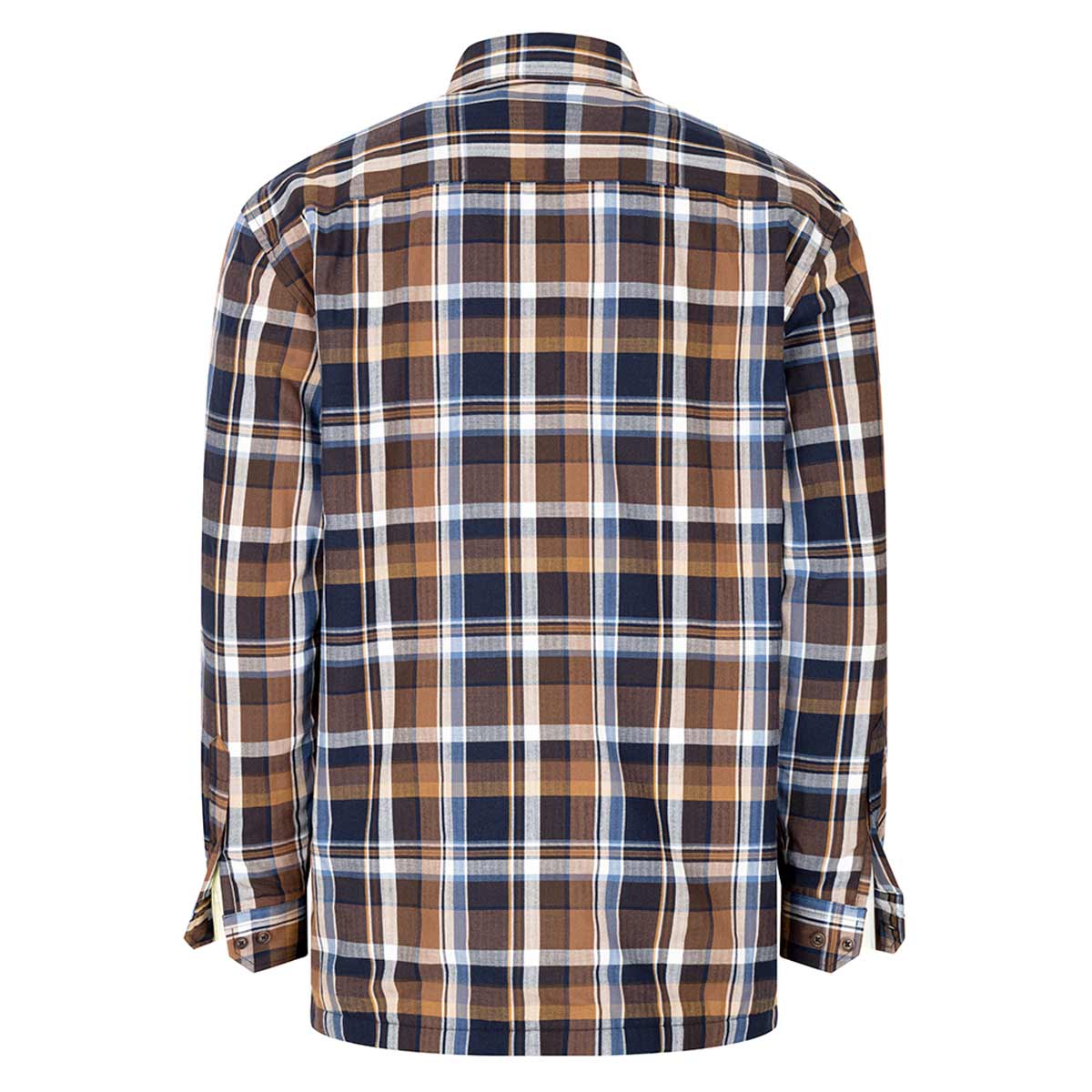 Hoggs of Fife Arran Micro-Fleece Lined Cotton Checked Shirt - Navy/Brown Check - Back Hoggs of Fife Arran Micro-Fleece Lined Cotton Checked Shirt - Navy/Brown Check - Back